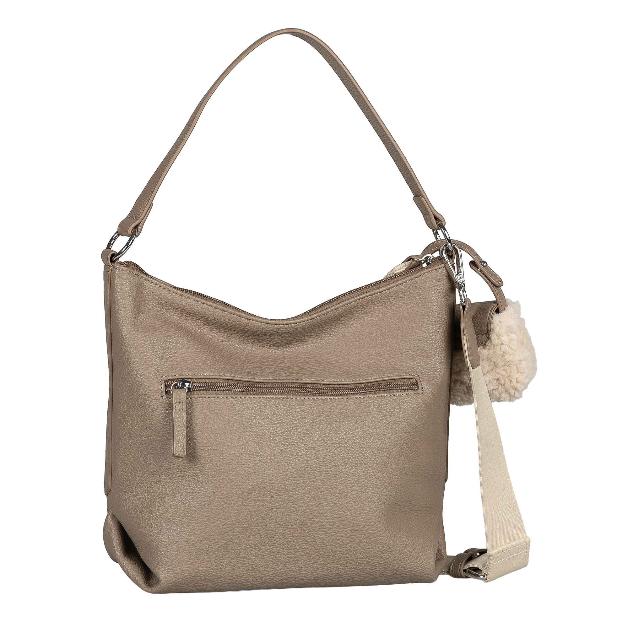 TOM TAILOR Hobo »Fania« Damen Schultertasche, mit Fellimitat-Anhänger