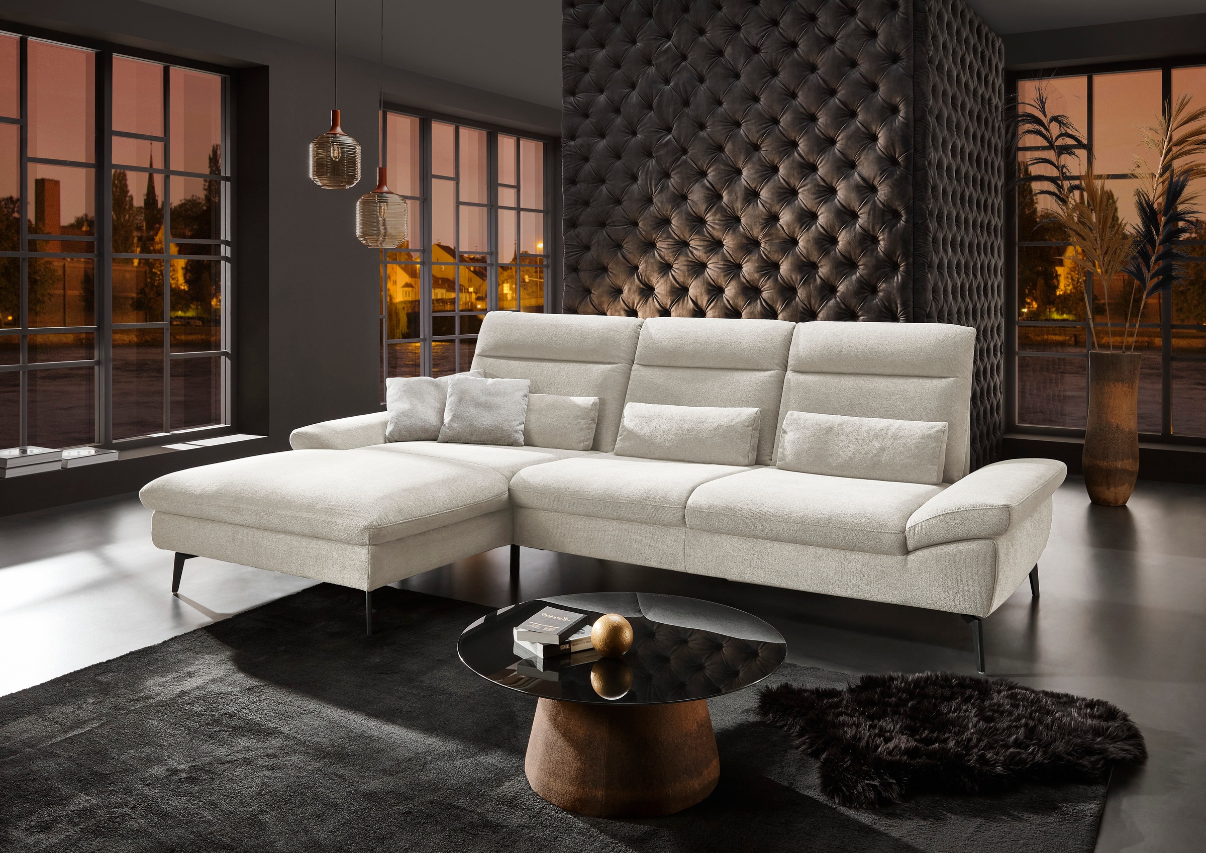 HUKLA Ecksofa »HU-HP22156 L-Form«, inkl. Kopfpolsterverstellung, optional m günstig online kaufen
