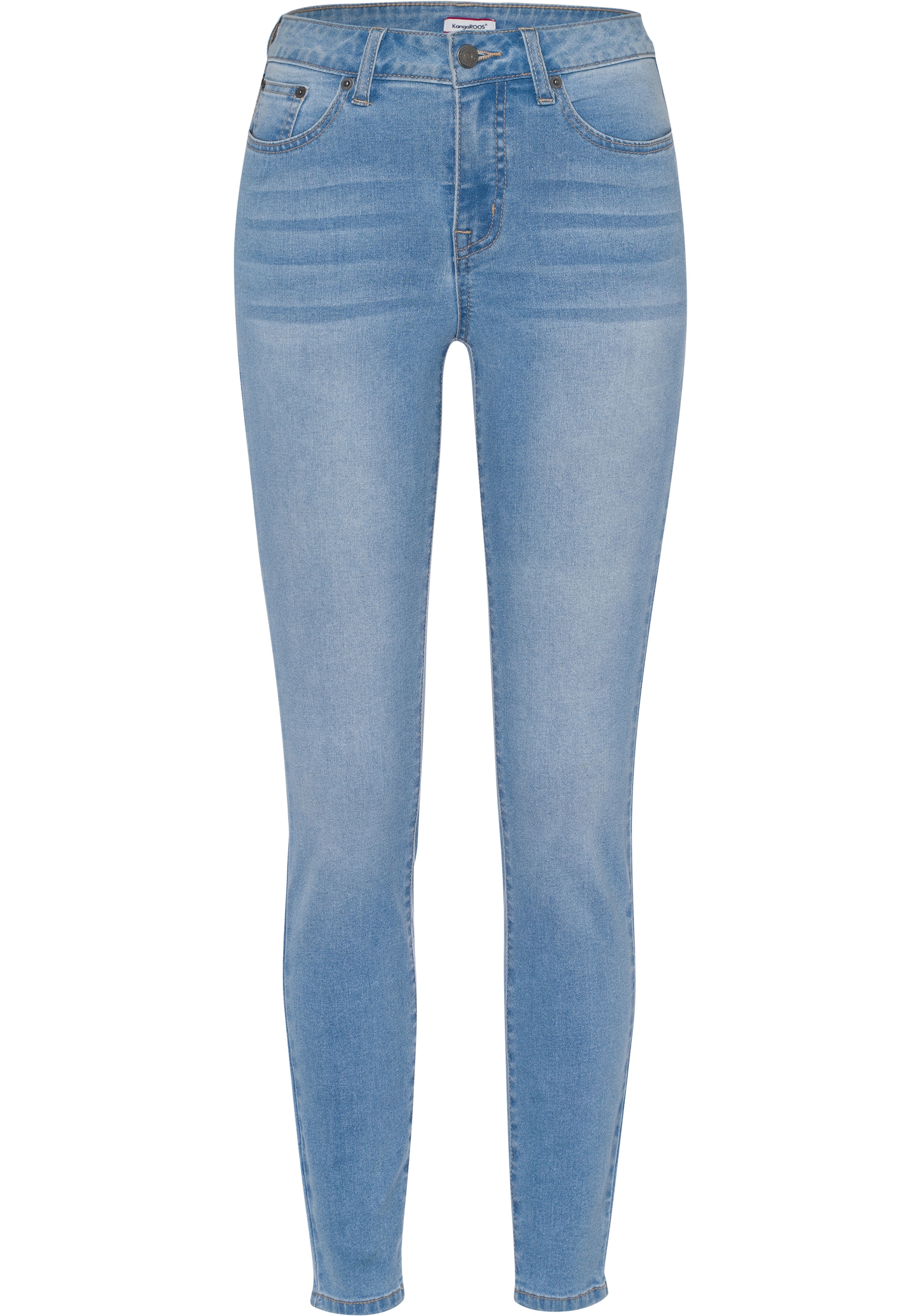 KangaROOS Slim-fit-Jeans »CROPPED HIGH WAIST SLIM FIT«, schmale Passform, Röhrenjeans, trendige Used-Waschung