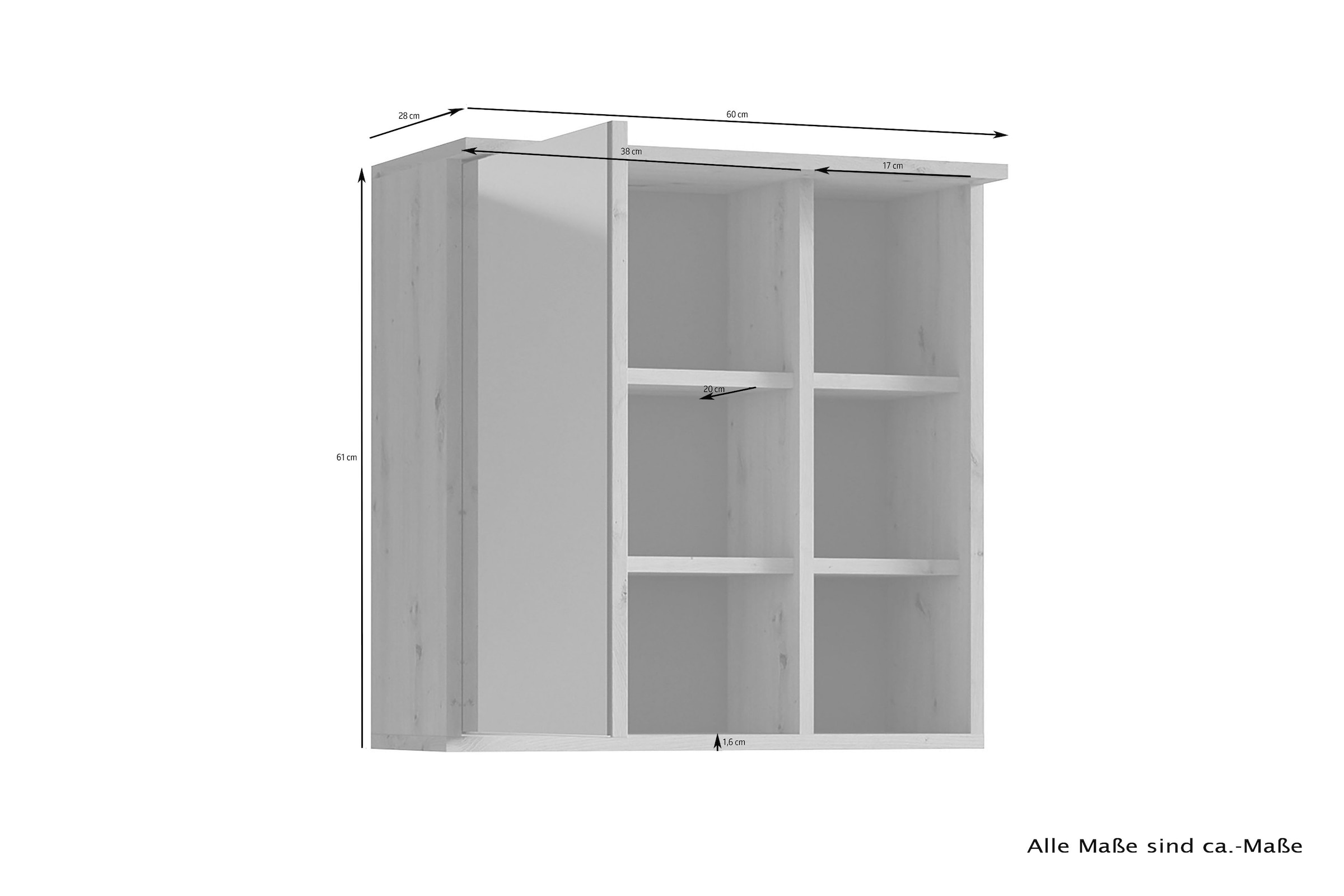byLIVING Spiegelschrank »Wellness«, (1 St.), 60cm Badschrank mit LED-Leuchte, großem Spiegel und viel Stauraum