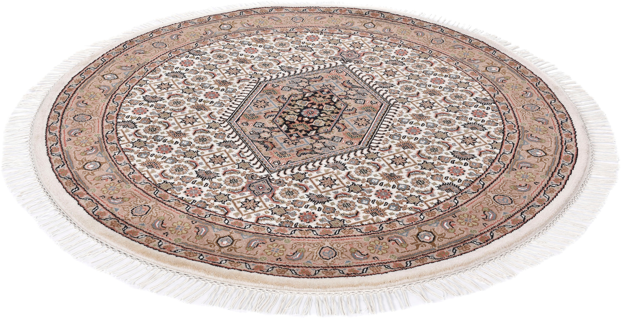 THEKO Orientteppich »Benares Bidjar«, rund, 12 mm Höhe, reine Wolle, handgeknüpft, mit Fransen