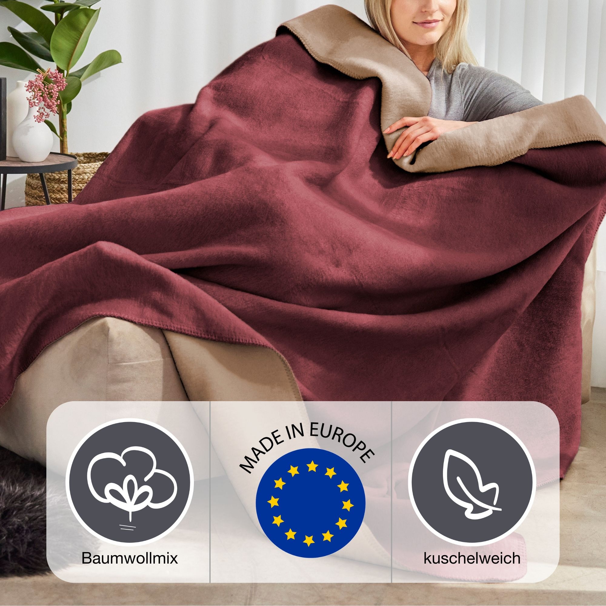 IBENA Wohndecke »Wohndecke Doubleface Dublin«, in trendigen Farben günstig online kaufen