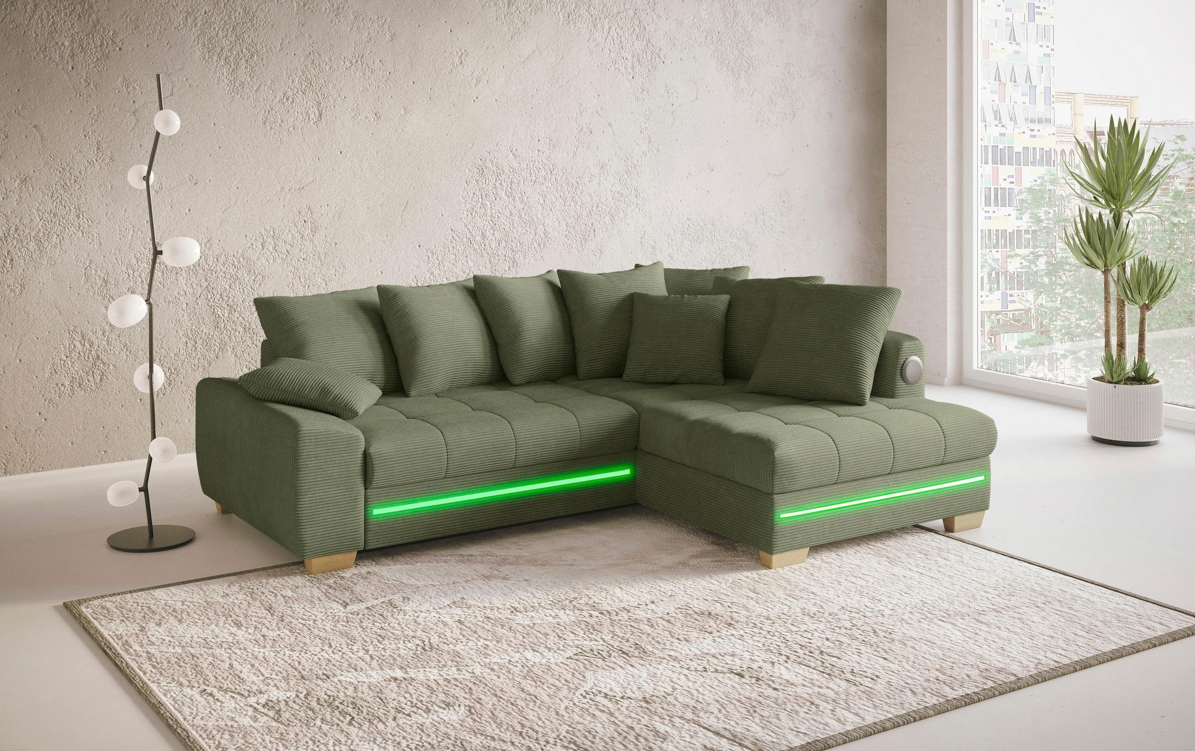 Mr. Couch Ecksofa »Nikita II, L-Form«, mit Kaltschaum, RGB-LED, Soundsystem günstig online kaufen
