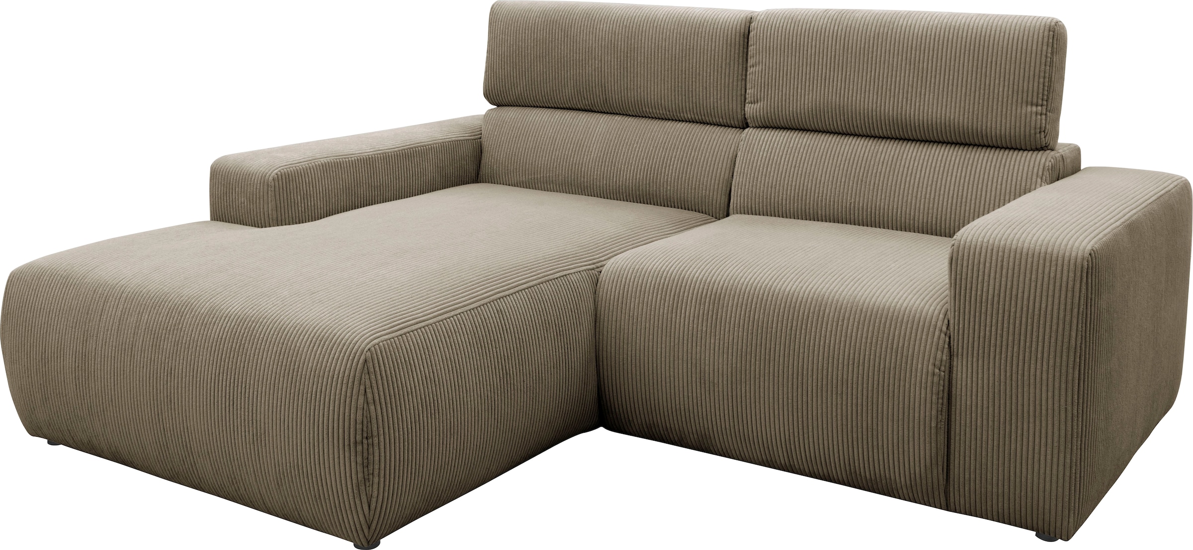 DOMO collection Ecksofa »Brandon B/T/H: 214/100/80 cm, L-Form«, Cord, schlamm
