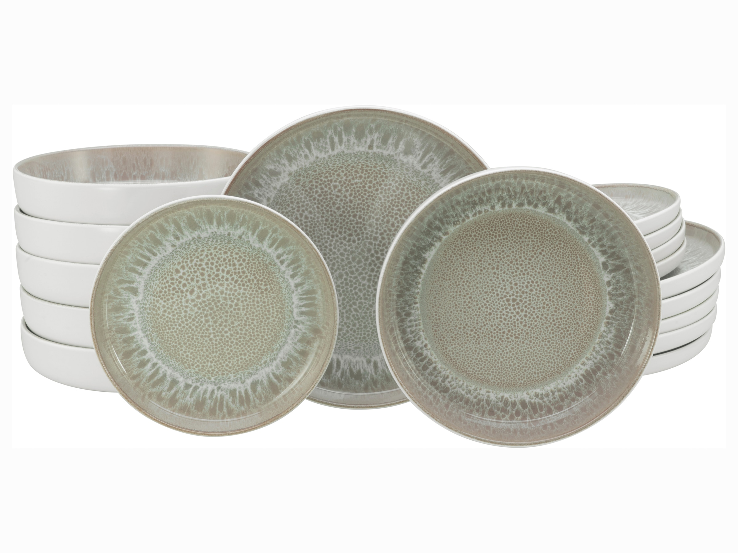 OTTO home Teller-Set »modernes Teller Set, Service Novalee« hohe Haltbarkeit, spülmaschinen- & mikrowellengeeignet, Reaktivglasur