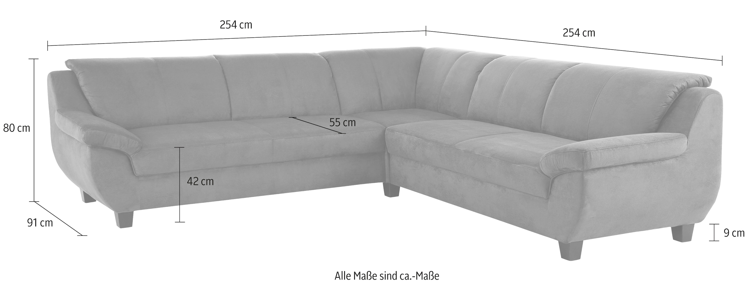 Home affaire Ecksofa »Yesterday Sitzbelastung 140 kg, L-Form«, Belastbarkeit bis 140 kg pro Sitzfläche, geichschenklig