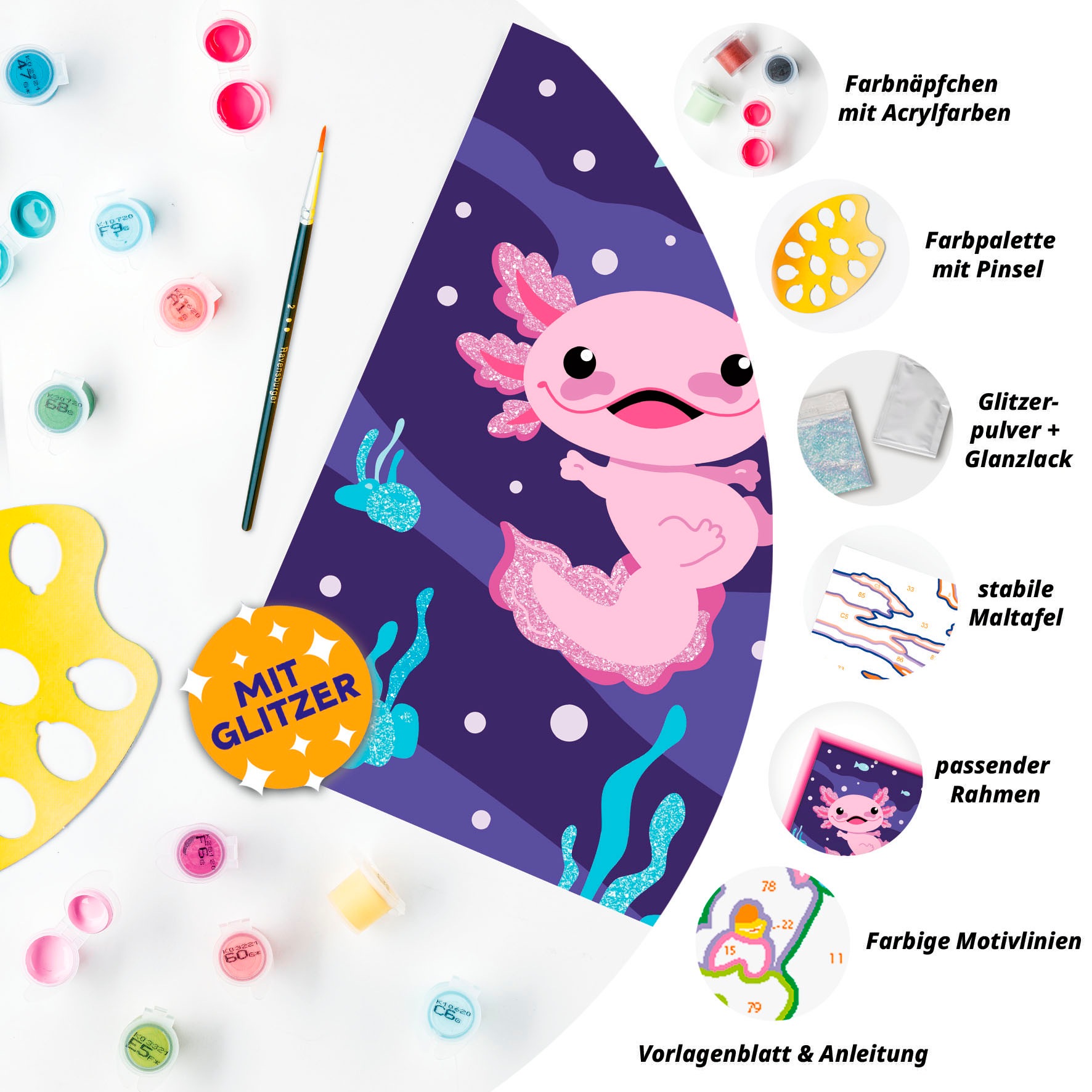Ravensburger Malen nach Zahlen »CreArt, Axolotl«, Made in Europe