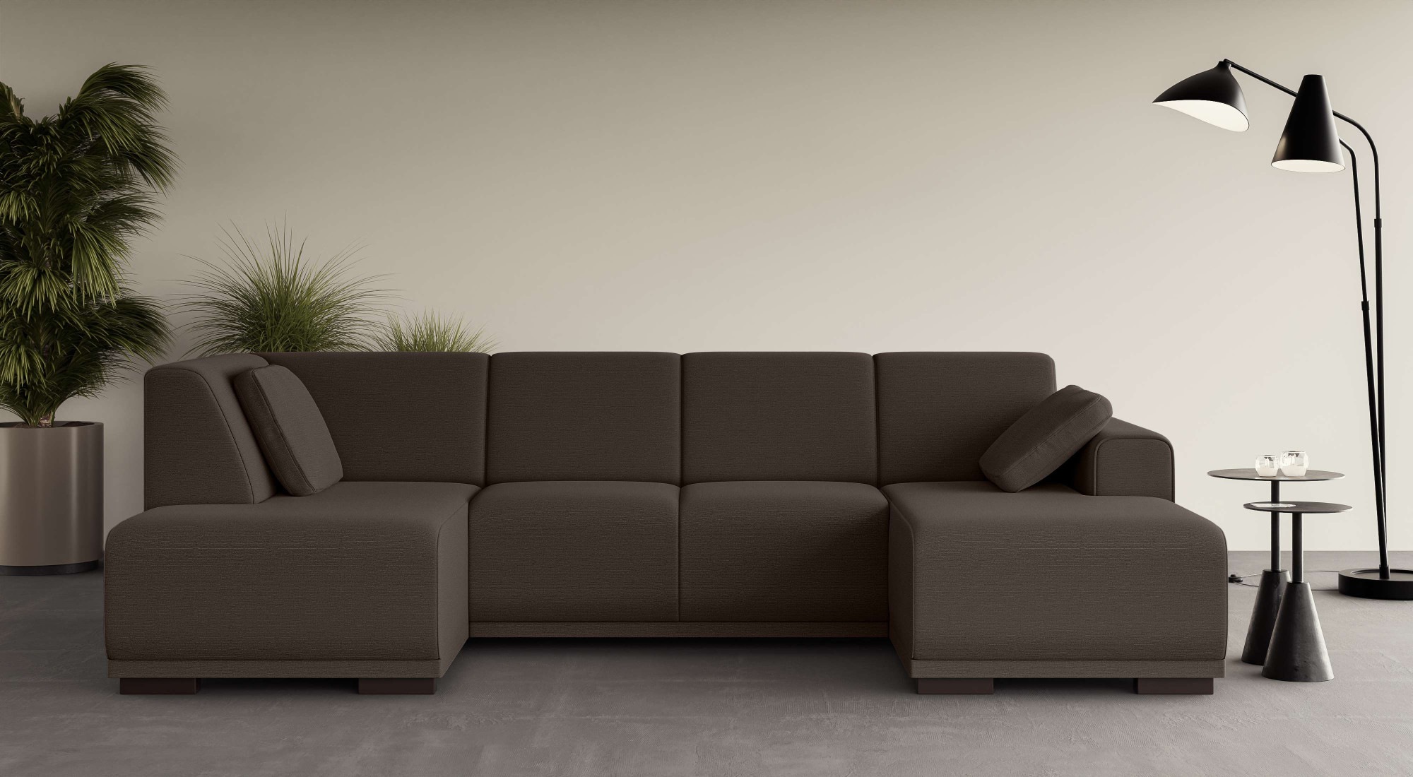 Home affaire Wohnlandschaft »BORNHOLM U-Form mit Recamiere rechts/links, B/T/H: 300/162/85 cm«, U-Form mit Wellenunterfederung, Recamiere rechts oder links bestellbar