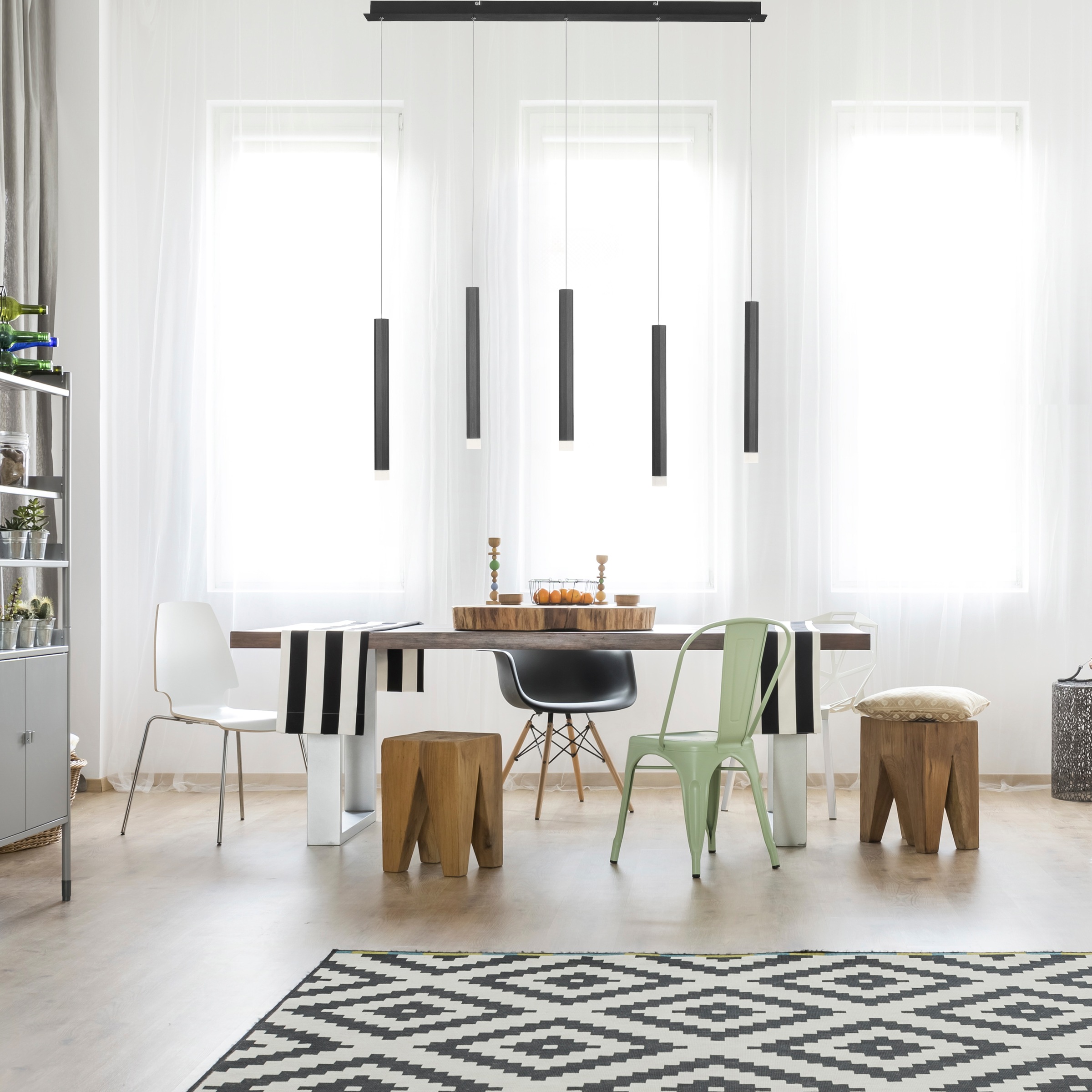 JUST LIGHT Pendelleuchte »BRUNO«, 5 flammig, Leuchtmittel LED-Board   LED f günstig online kaufen