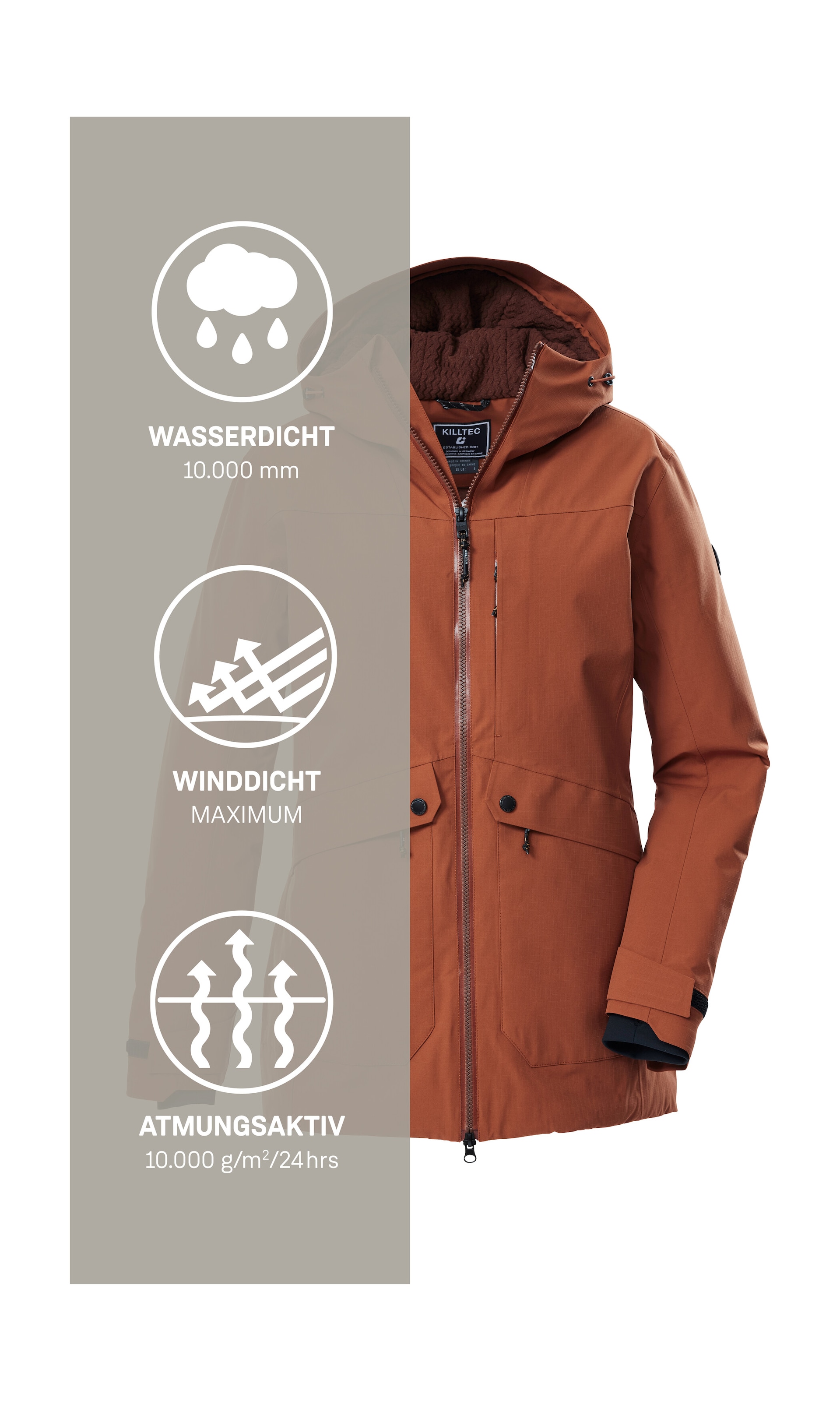 Killtec Parka »KOW 16 WMN PRK«, Wasser- u. winddichter Damen Funktionsparka mit hoher Atmungsaktivität