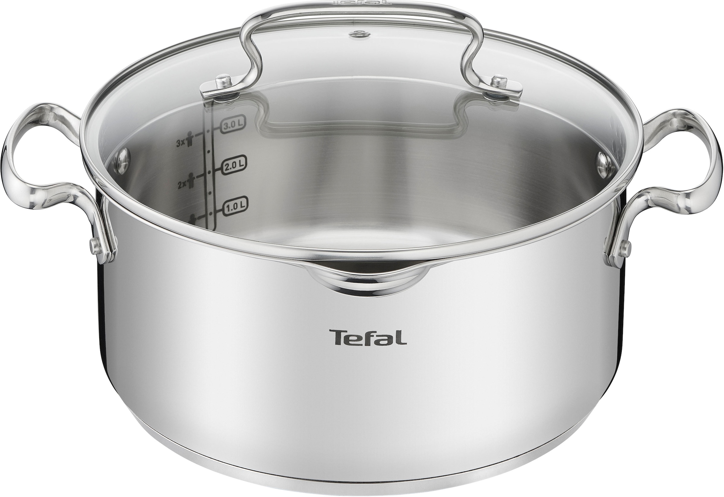 Tefal Kochtopf »Duetto+« Edelstahl 18/10 hochglanzpoliert, Glasdeckel mit S günstig online kaufen