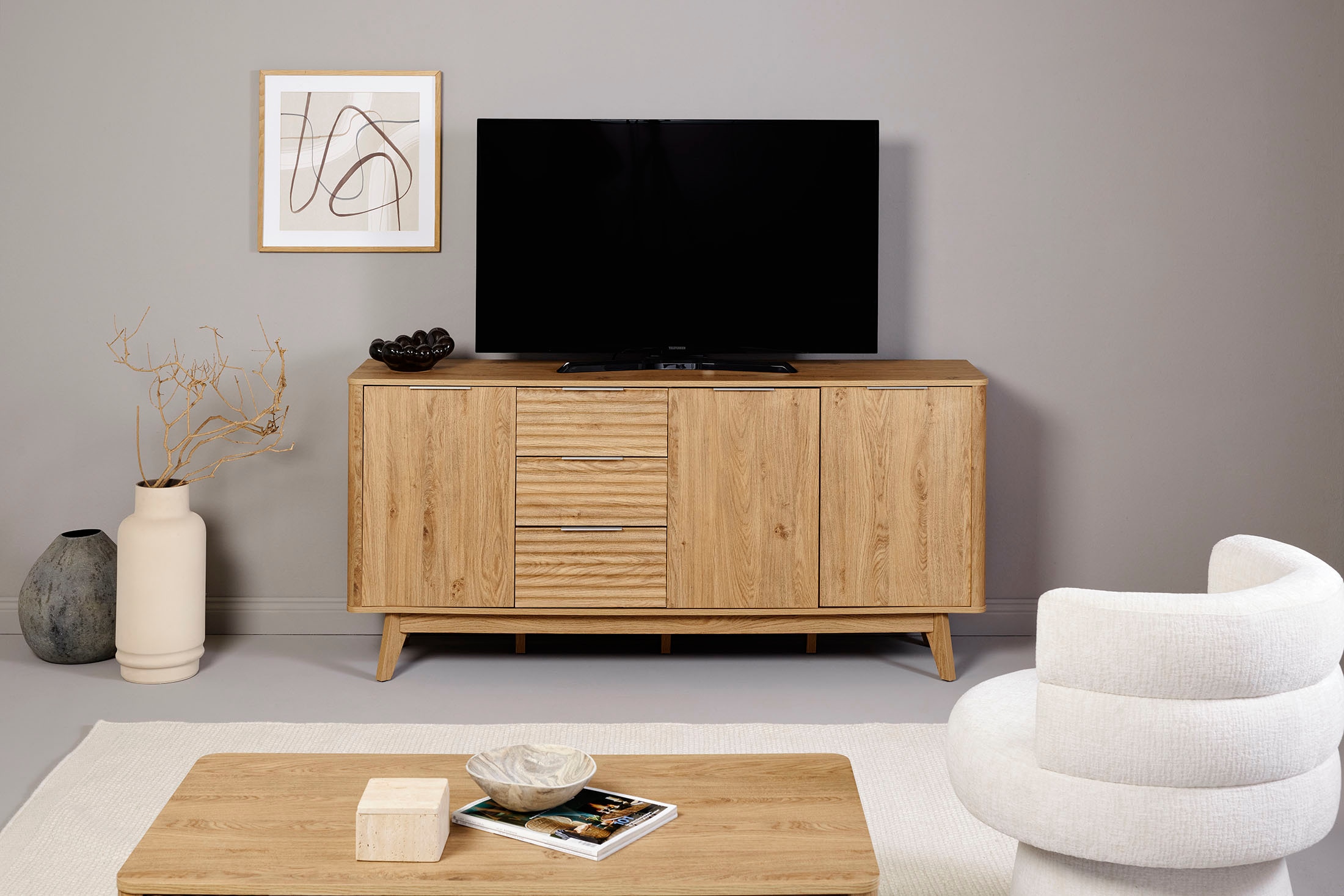 Jahnke Sideboard »WAVE SB 170« 1 Stk. tlg. Sideboard, 3 Schubladen + 3 Türen, Wellendesign, Breite 169,5 cm