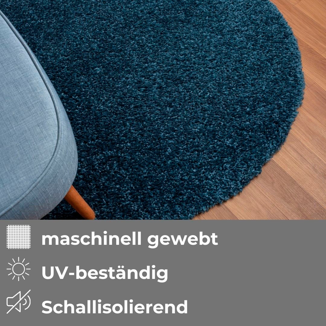 my home Hochflor-Teppich »Banji«, rund, 37 mm Höhe, Uni Farben, weich und flauschig, auch als rechteckig erhältlich