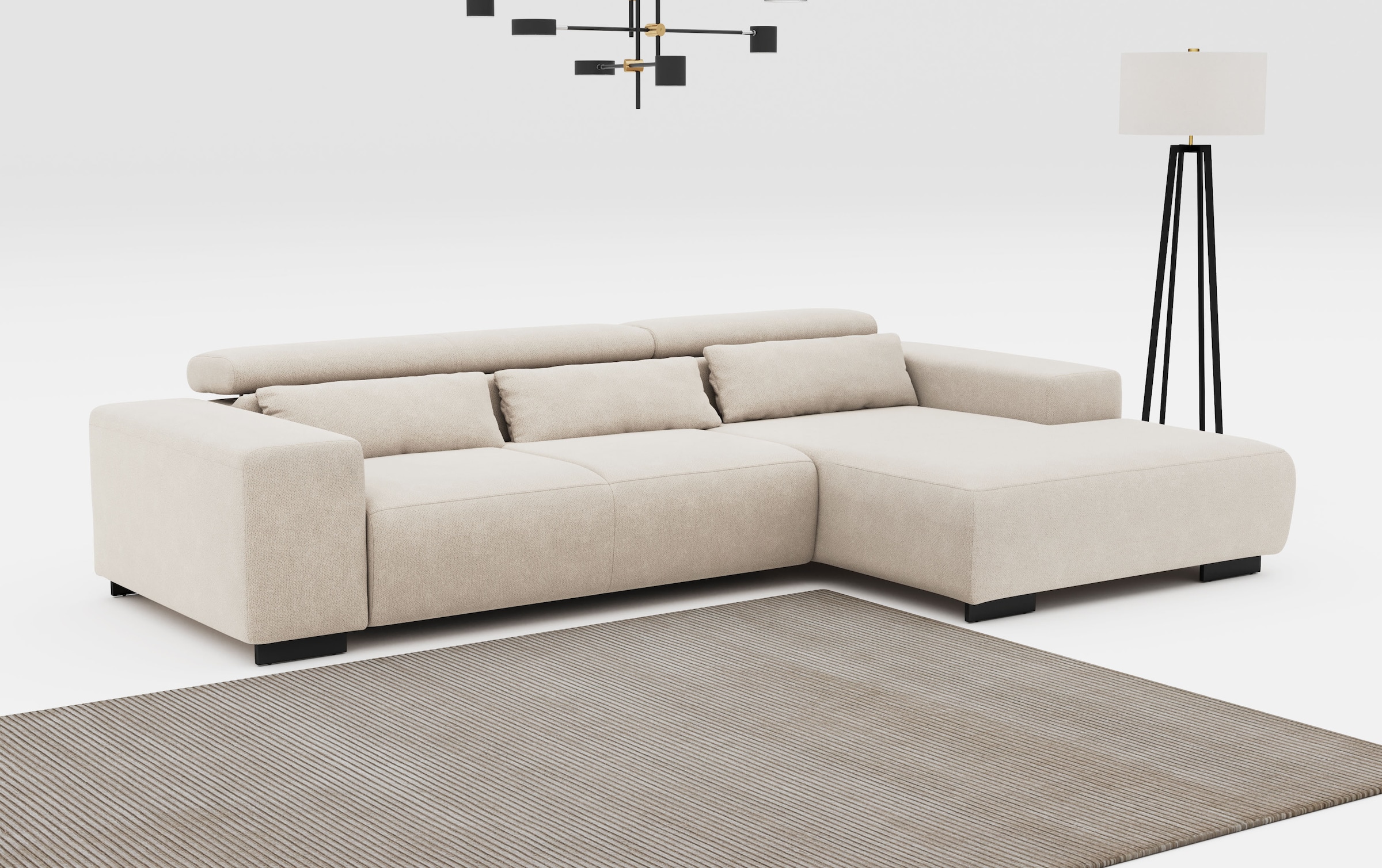 COTTA Ecksofa "Side L-Form, mit Kopfteilverstellung & 3 Nierenkissen" optio günstig online kaufen