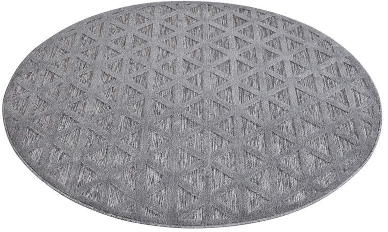 Carpet City Teppich »In-& Outdoorteppich Santorini 446, 3D-Effekt, Geo-Muster«, rund, 5 mm Höhe, Wetterfest & UV-beständig für Terrasse, Balkon, Küche, Flur