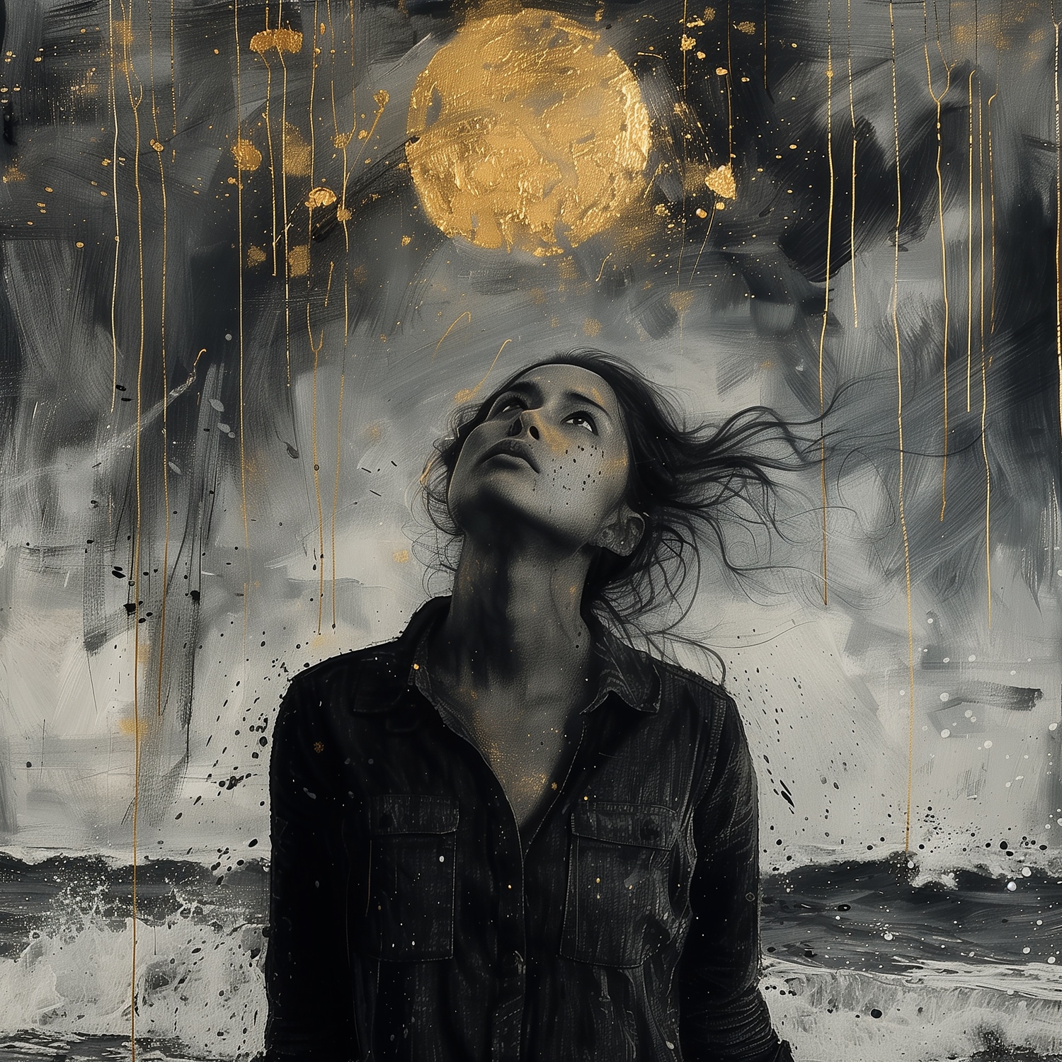 queence Acrylglasbild »Goldener Mond bei Nacht« Abstrakt | Abstrakte | Bilder von Frauen | Formen | Gemälde | Kunst | Person 1 Stk. tlg. HD Premium Kunstdruck in Galeriequalität