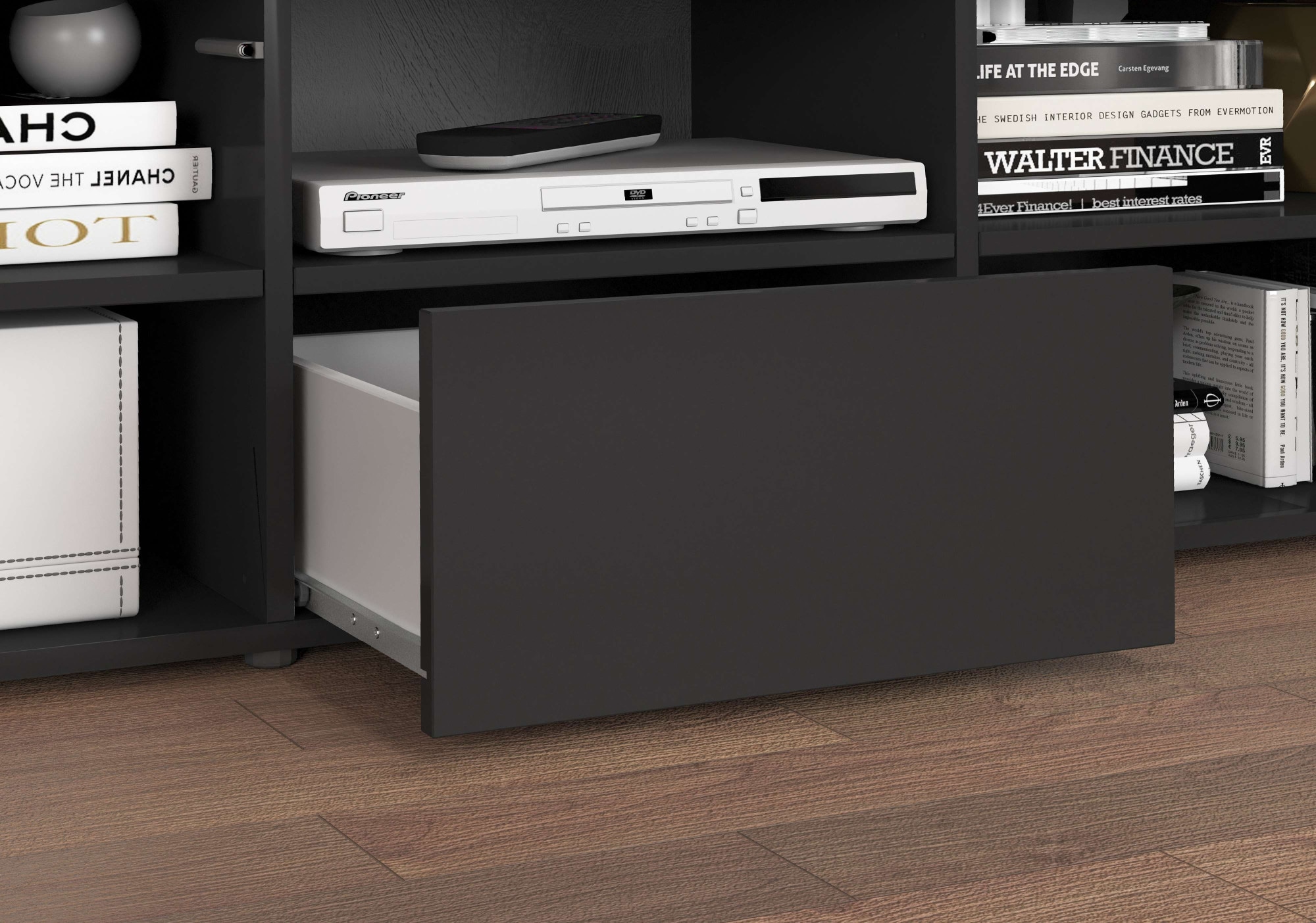 INOSIGN Lowboard »CHRONOS Breite 155 cm mit 2 Türen, 1 Schublade,1 offenes Fach«, (1 St.), TV-Board, Sideboard niedrig, Grifflos mit Push to Open 'Made in Italy'
