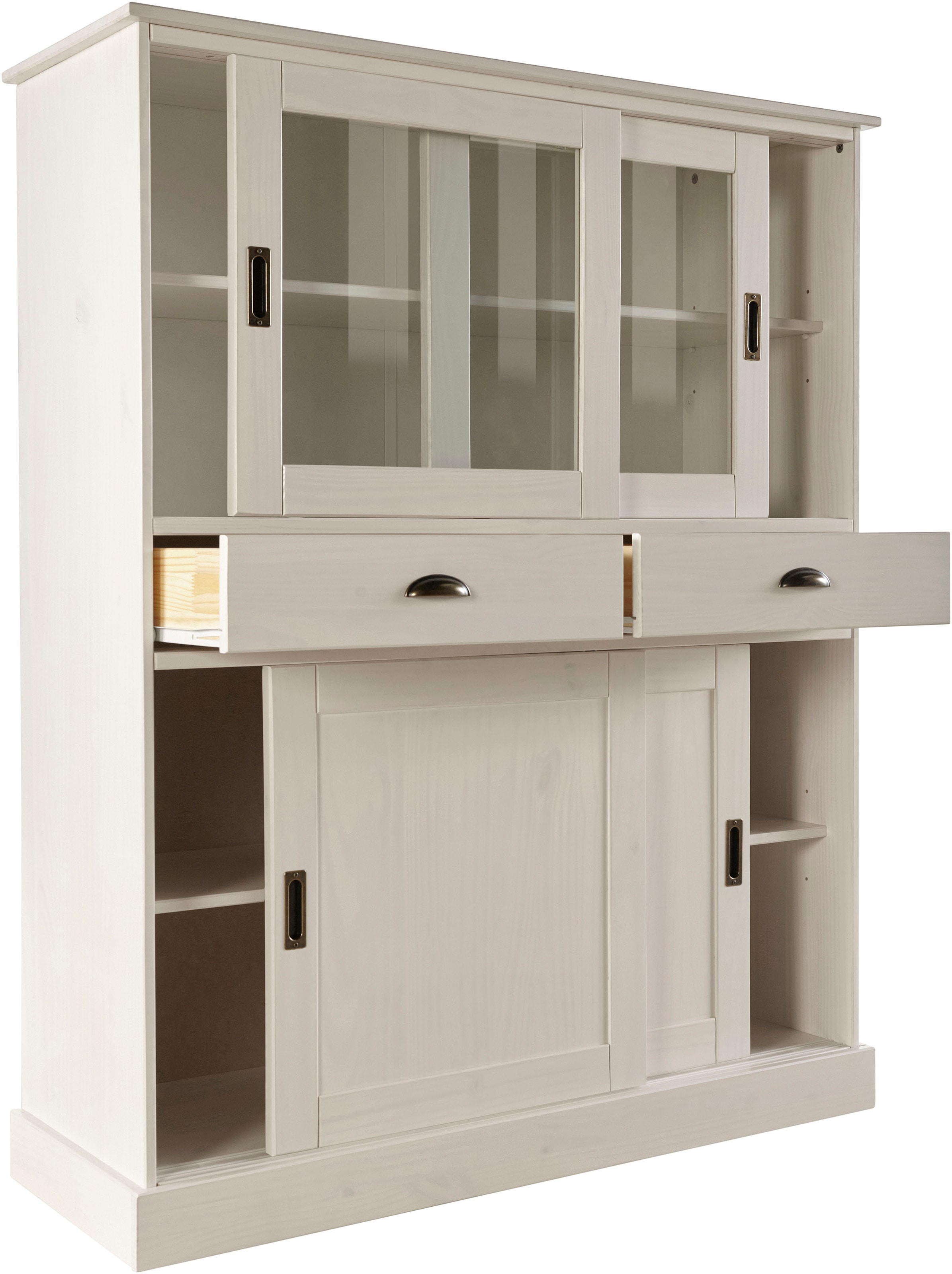 Home affaire Highboard »Schröder«, Vitrine aus massivem Kiefernholz, Breite 114 cm