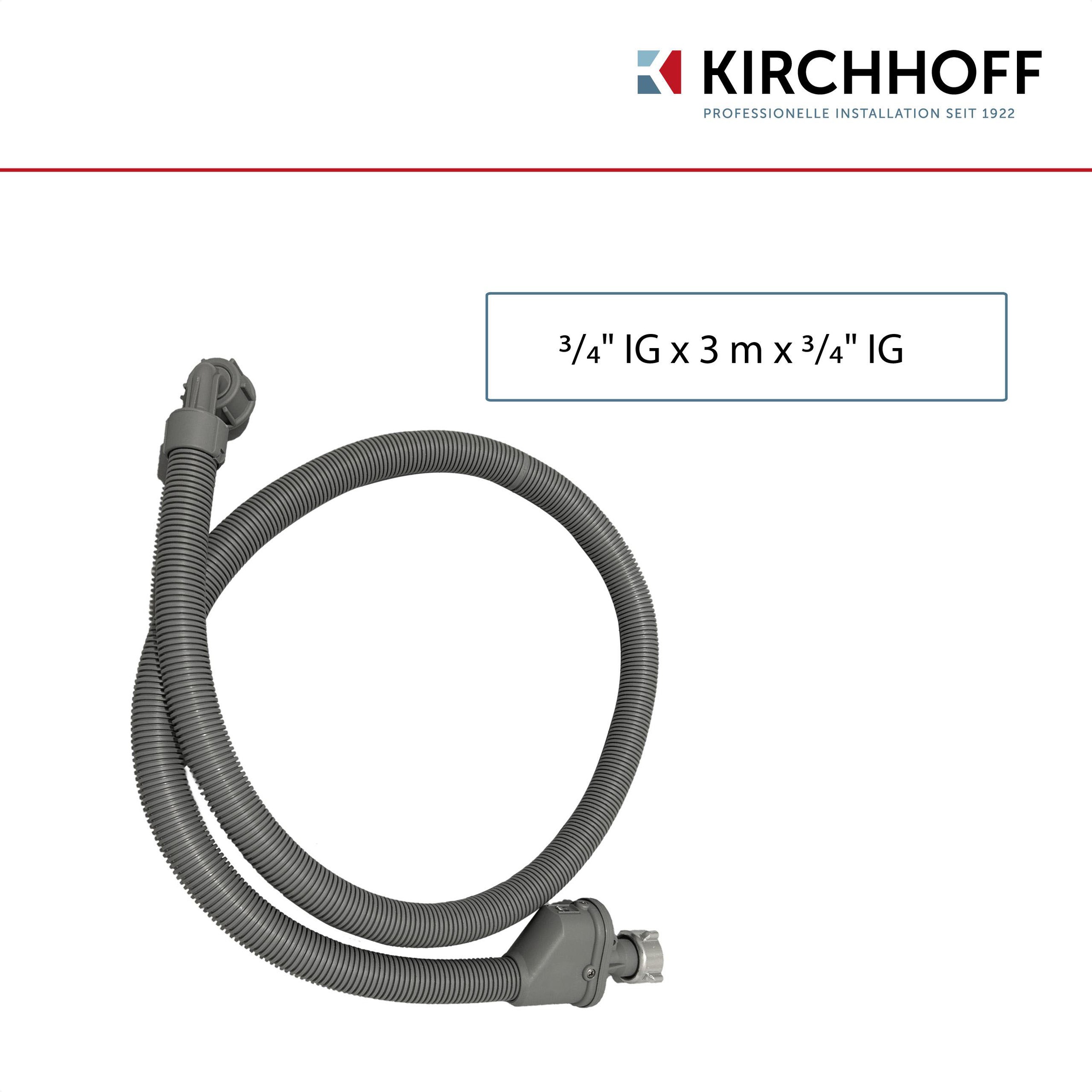Kirchhoff Zulaufschlauch, Sicherheits-Zulaufschlauch, 3/4"IG x 3 m x 3/4"IG, 10bar/90°C