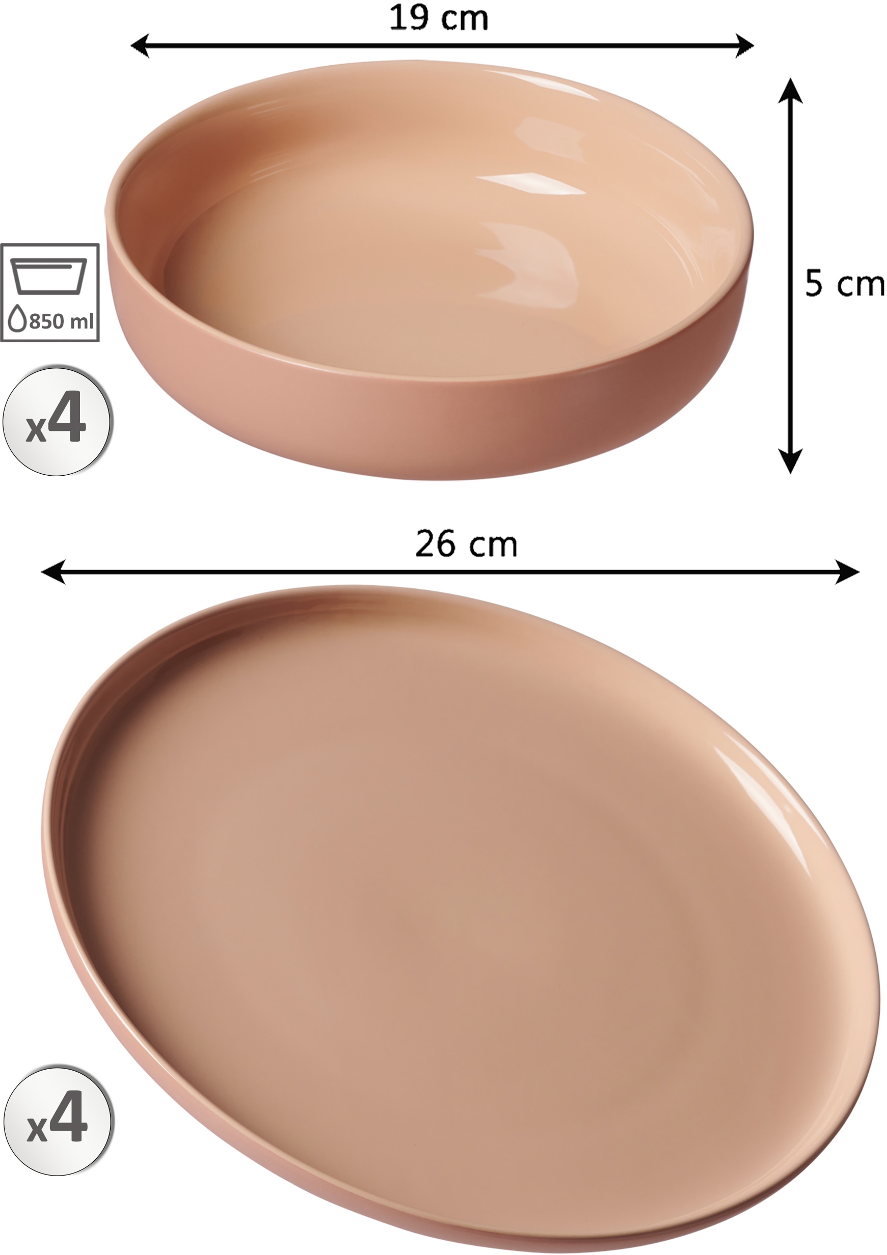 Ritzenhoff & Breker Tafelservice »Teller Set, Geschirr-Set Jasper«, (Set, 8 tlg.), Scandic Style, 8 Teile, für 4 Personen