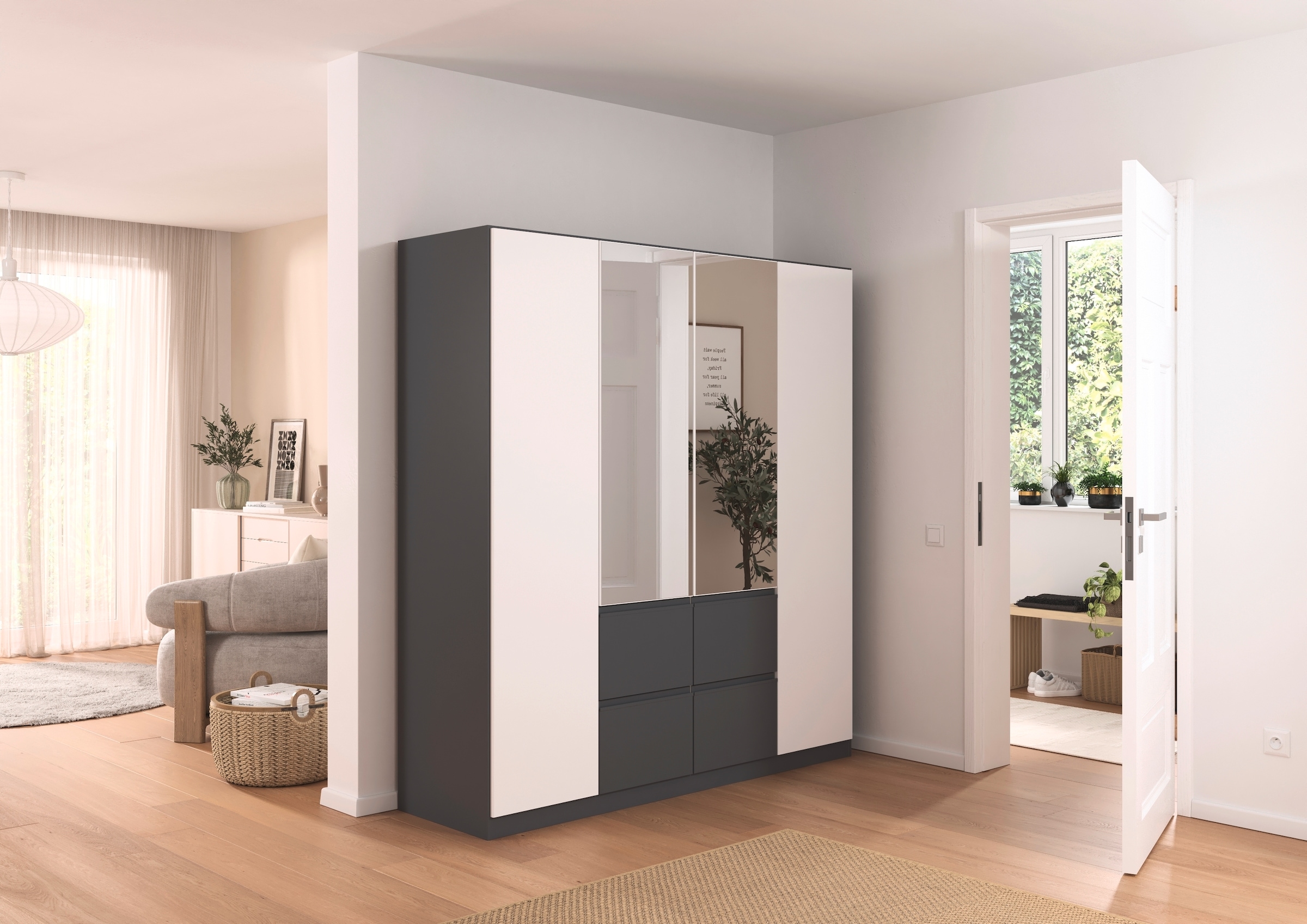 rauch Drehtürenschrank »Kleiderschrank Schrank Garderobe Wäscheschrank BRISTOL in 2 Breiten«, grifflose Front mit Push-to-Open Funktion in 2 Breiten MADE IN GERMANY