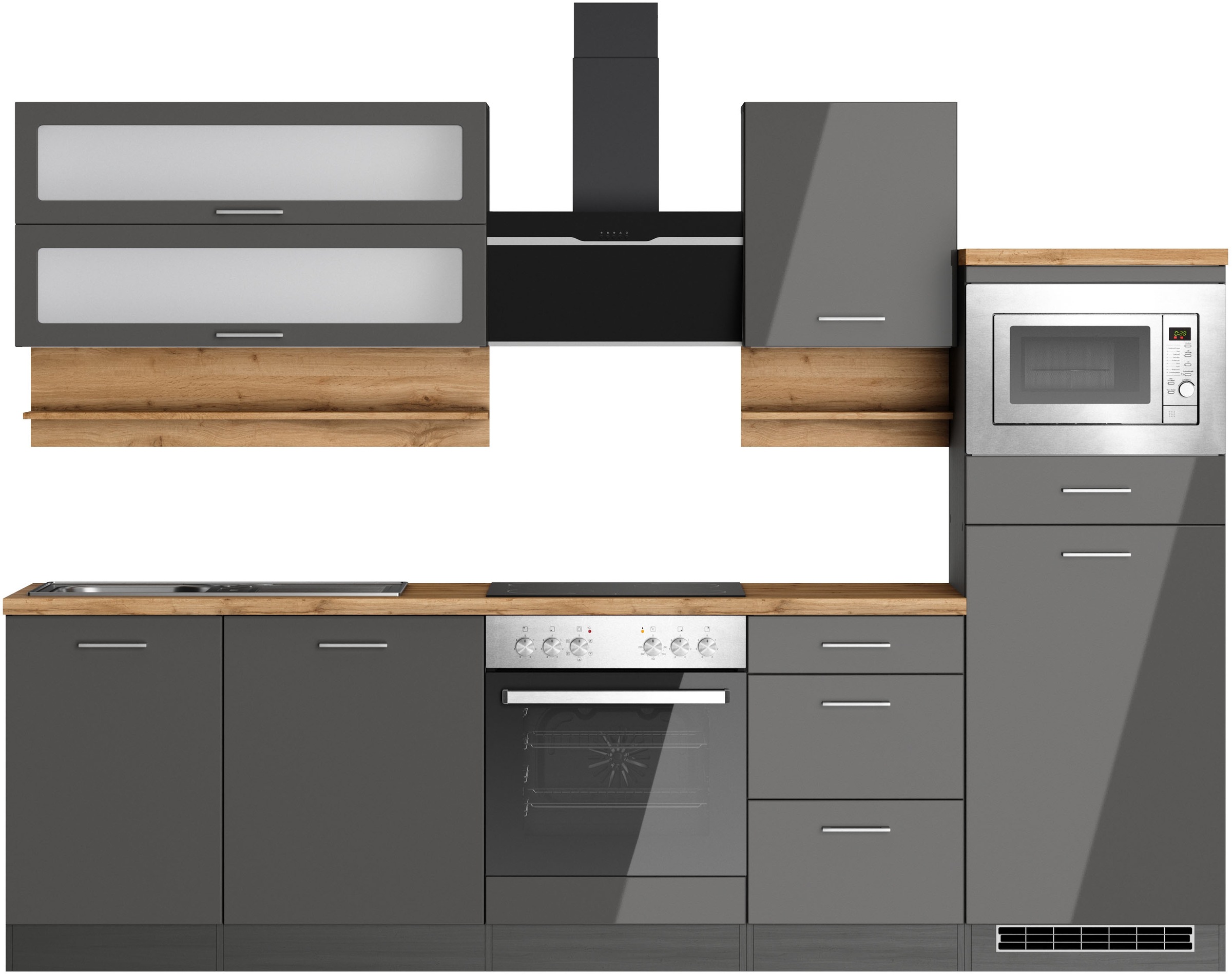 KOCHSTATION Küchenzeile »KS-Milan«, 280 cm breit, robuste Metallauszüge, vi günstig online kaufen