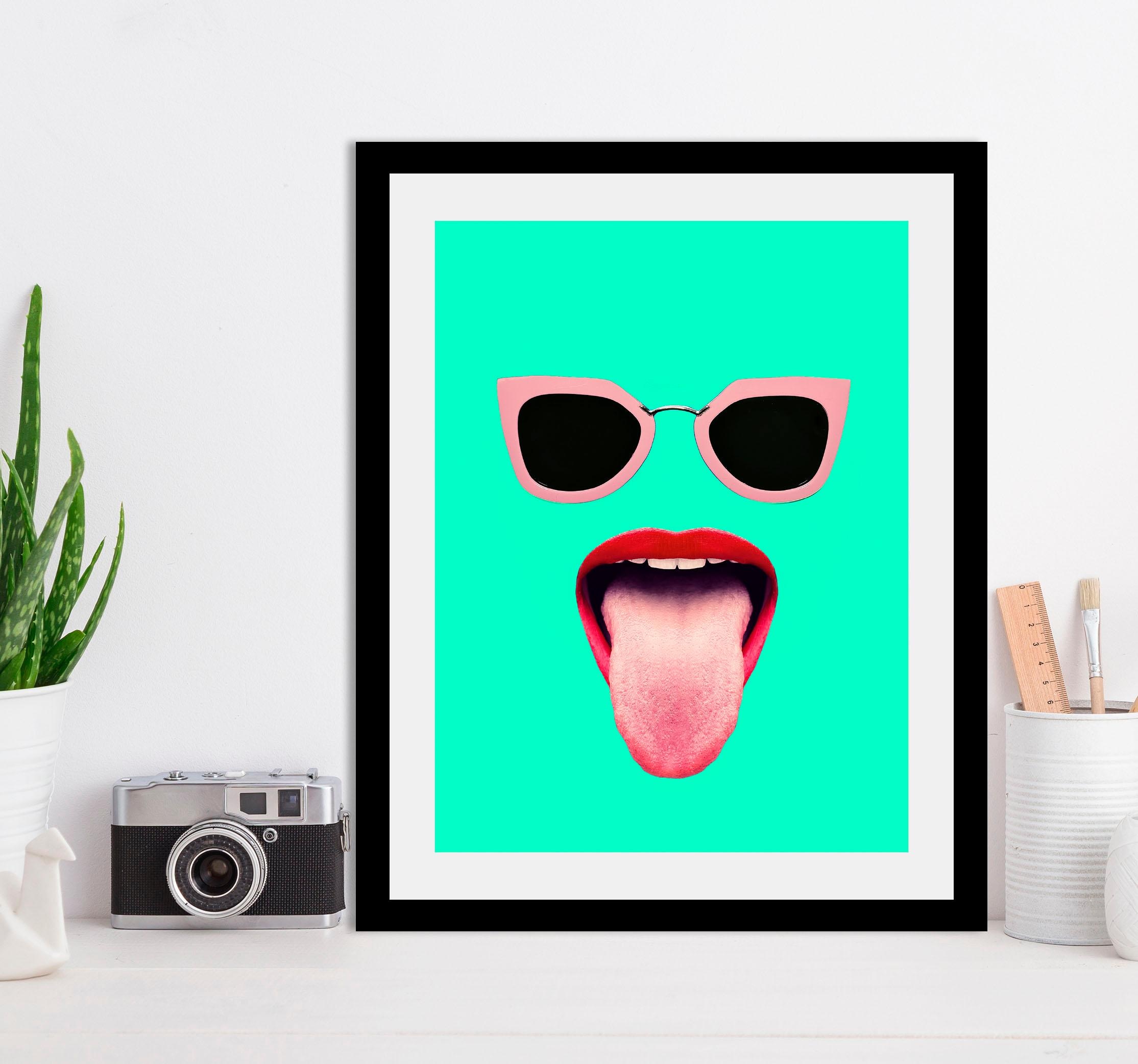 queence Bild »Brille + Mund«, Gesicht-Humor-Bilder von Frauen-Bilder von Mä günstig online kaufen