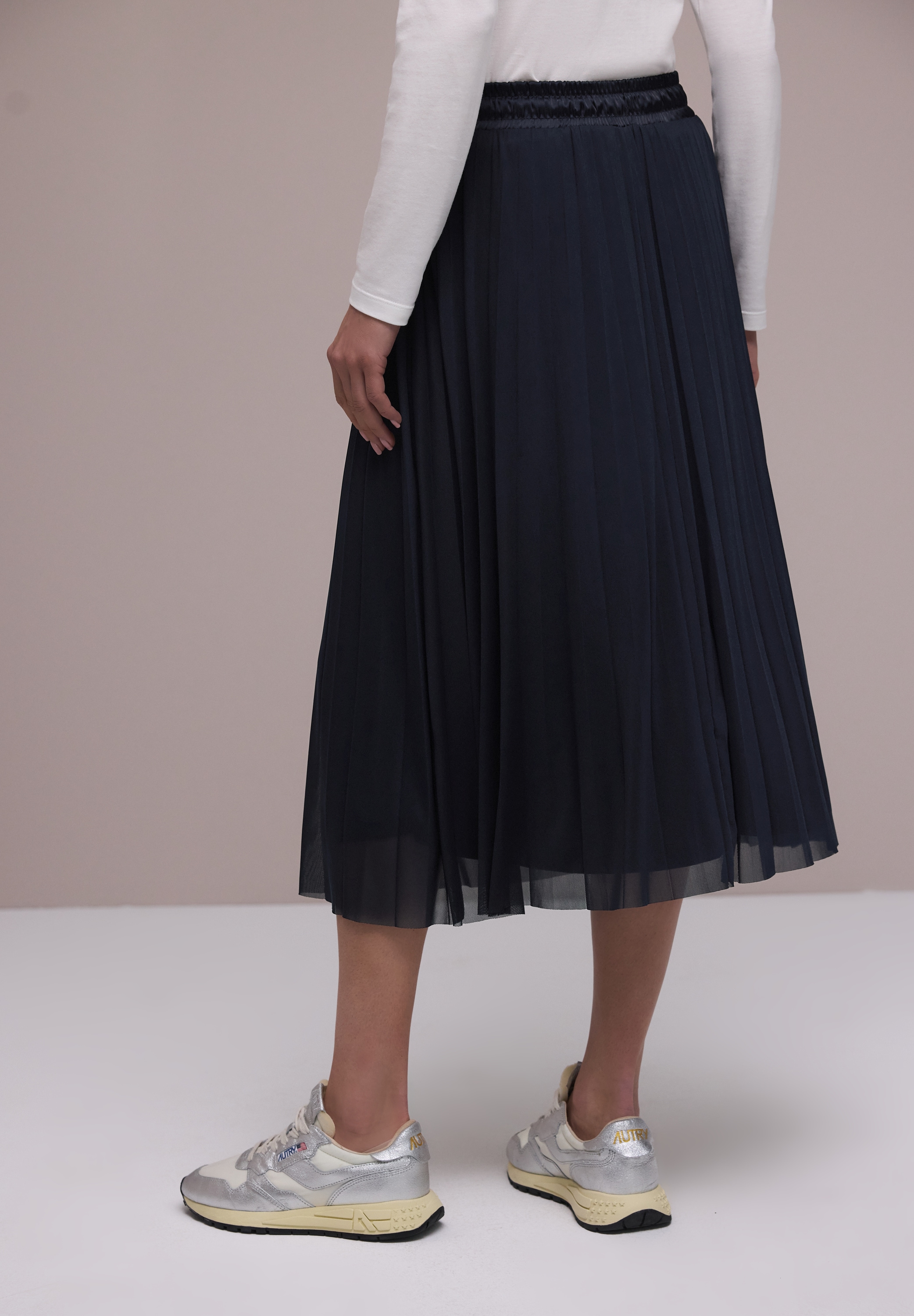 STREET ONE Midirock aus Mesh in Plisséestruktur