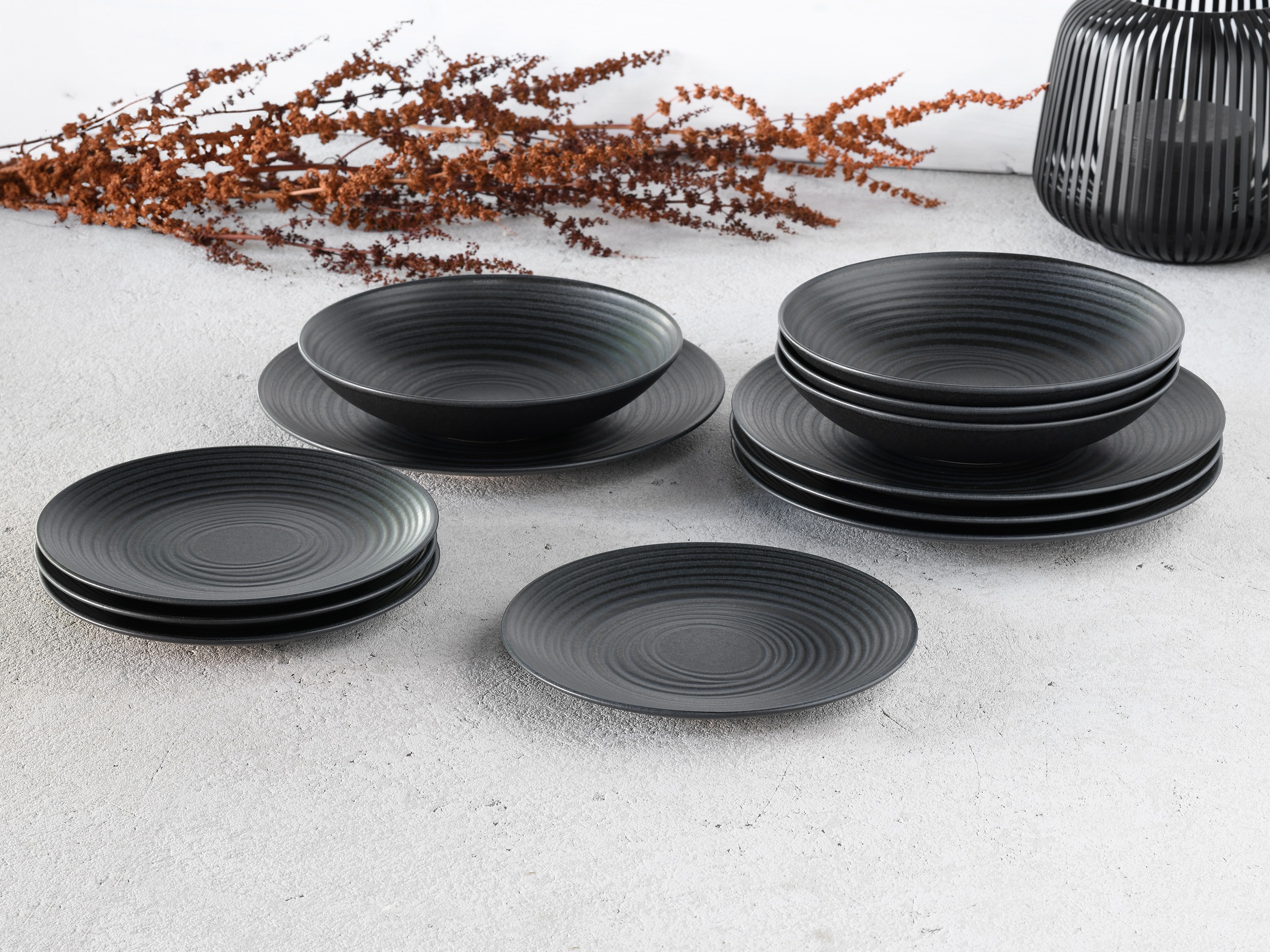 CreaTable Tafelservice »Geschirr-Set Lava Stone«, (Set, 12 tlg., Teller Set günstig online kaufen