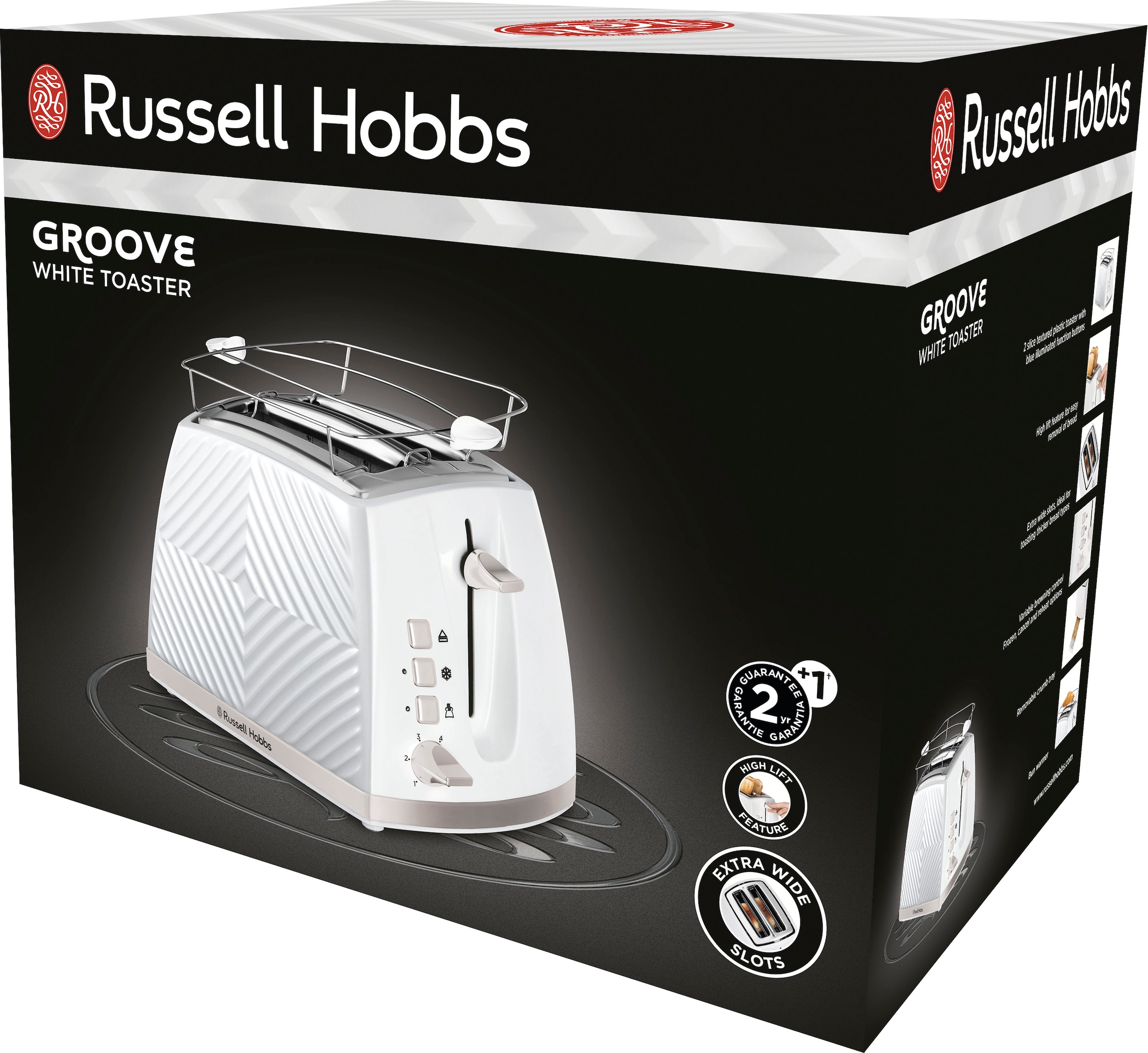 RUSSELL HOBBS Toaster »Groove 26391-56«, 2 lange Schlitze, für 2 Scheiben, 850 W, weiß, 850 Watt - 6 Bräunungsstufen