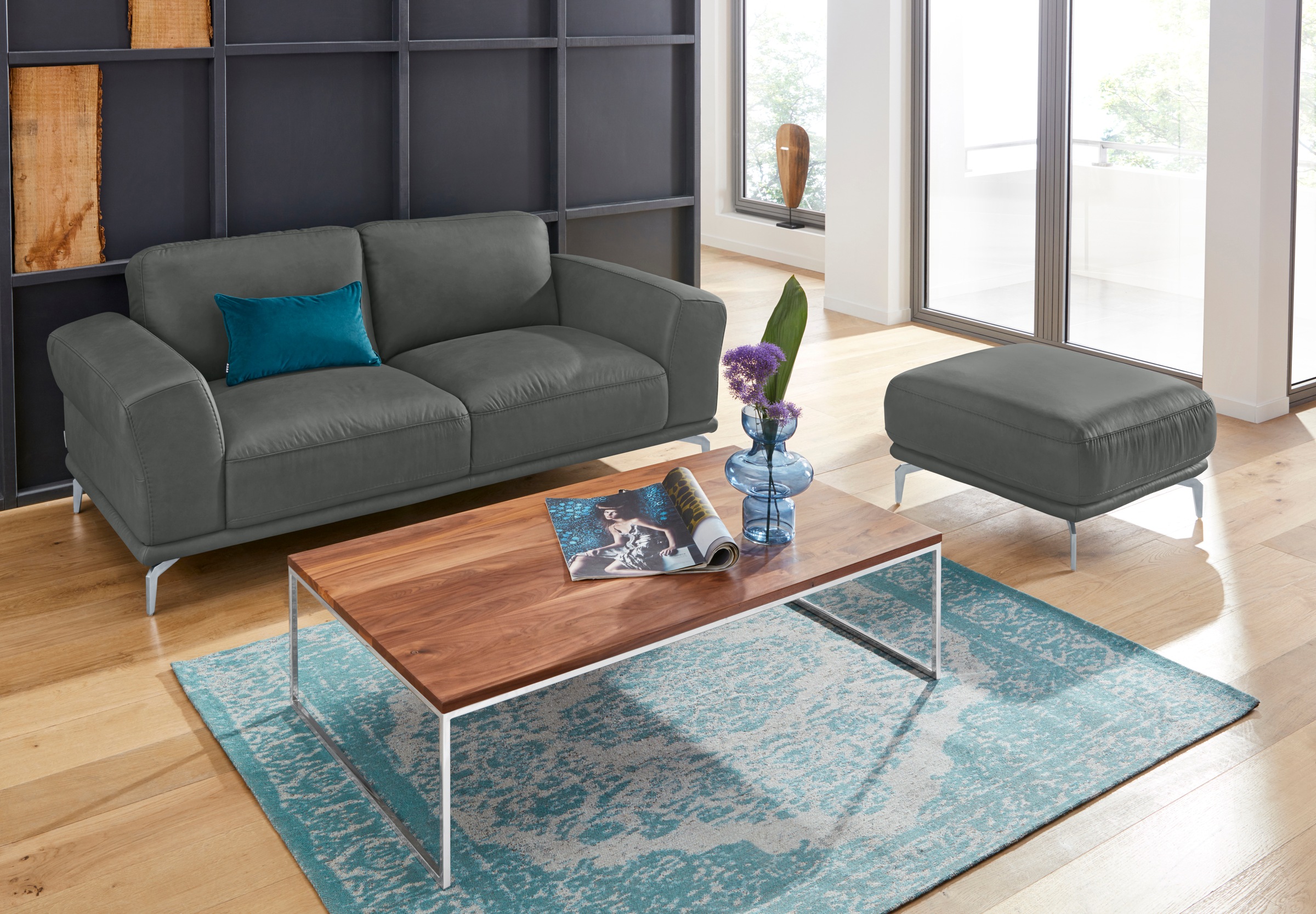 W.SCHILLIG Hocker »montanaa«, mit Metallfüßen in Silber matt, Breite 71 cm