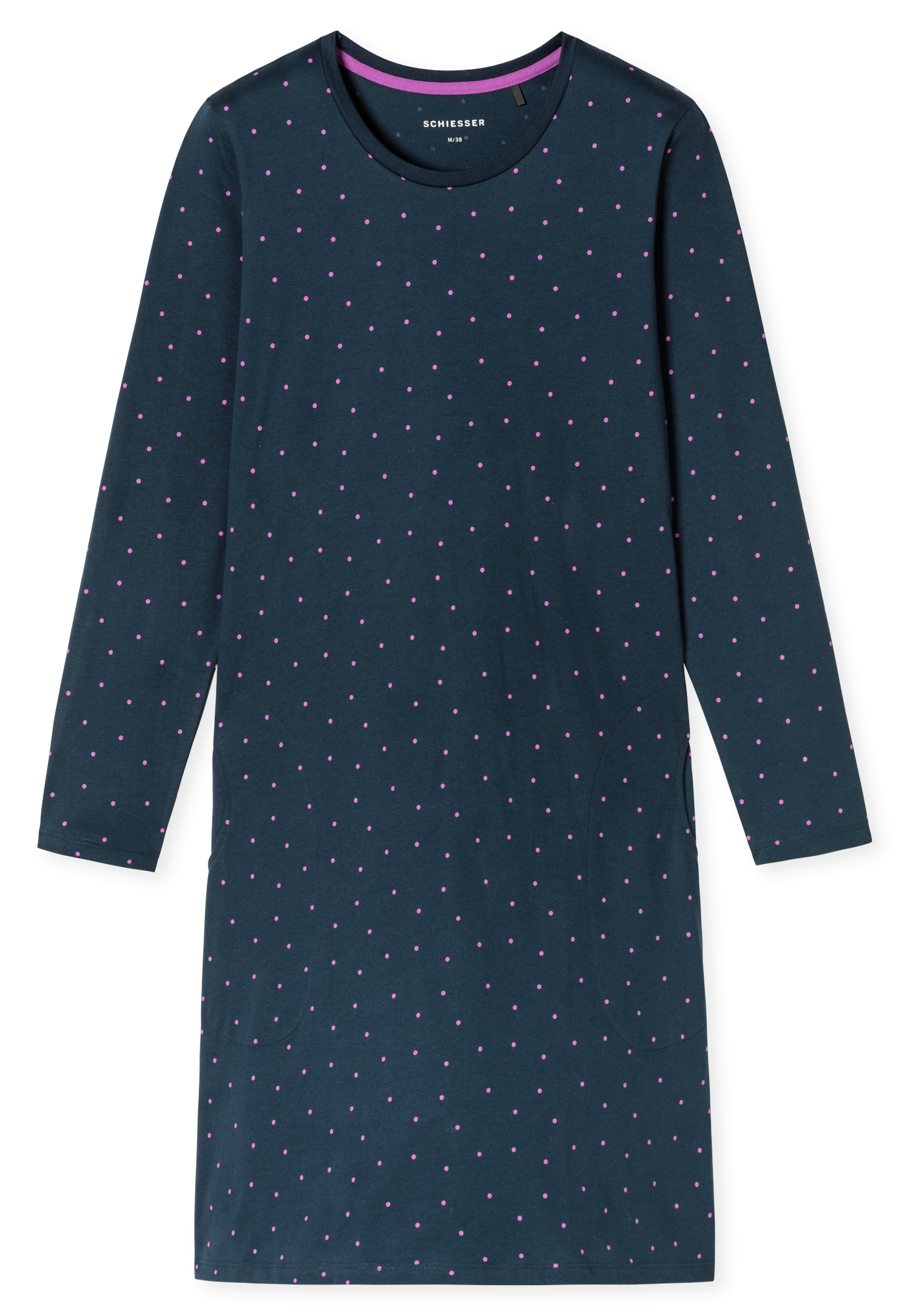 Schiesser Nachthemd »Casual Essentials« Seitennahttaschen mit langen Ärmeln, seitlichen Taschen, Baumwolle, Rundhalsausschnitt