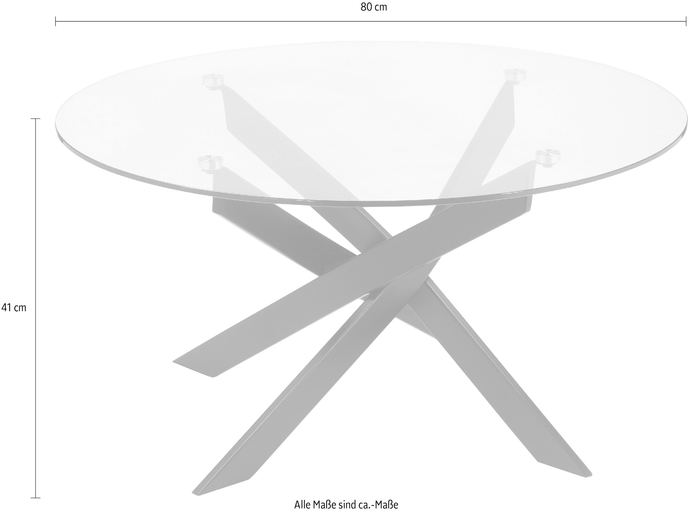 Leonique Couchtisch »Luzie«, unterschiedliches Beingestell (in chrome und schwarz), Breite 80 cm