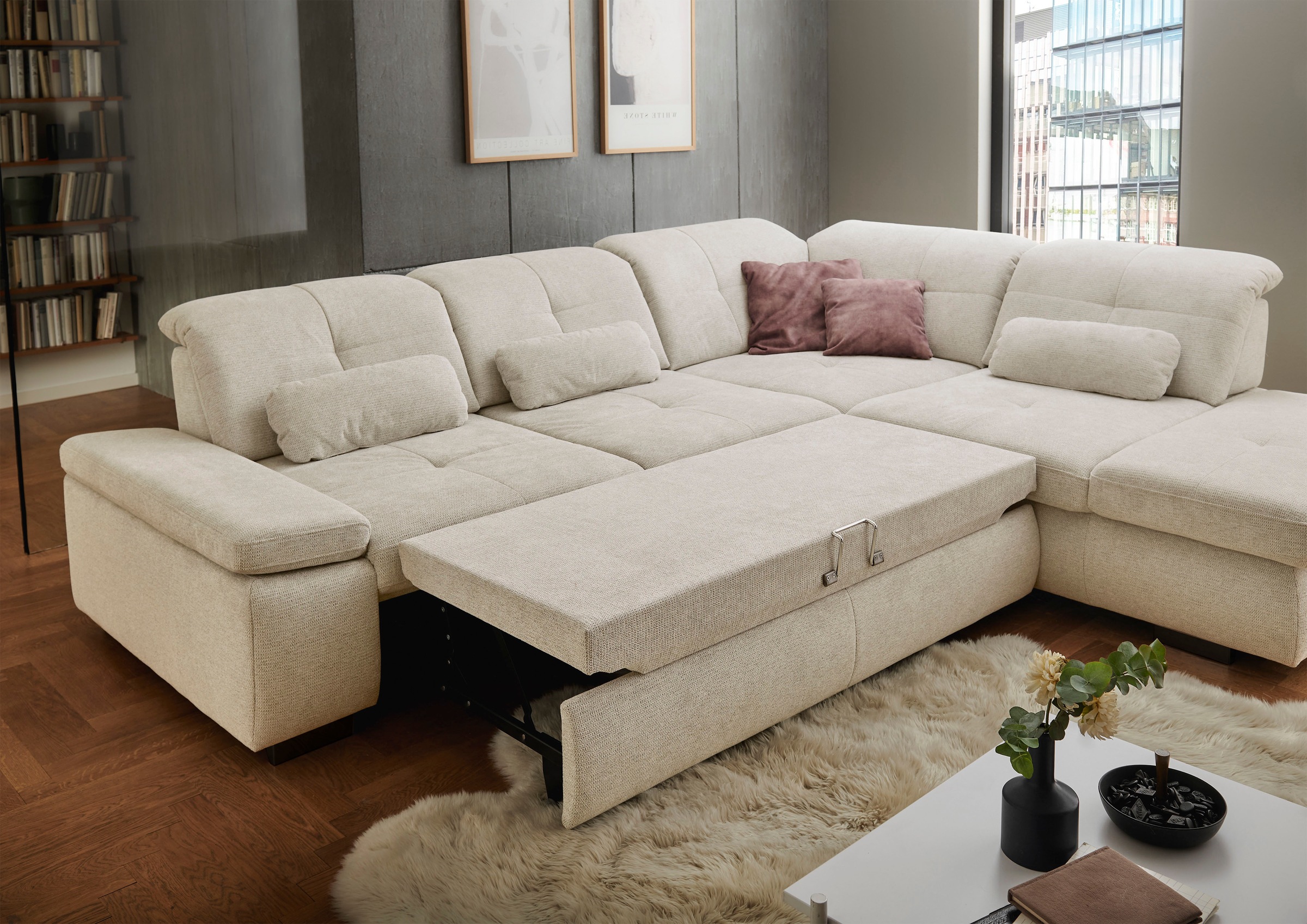 Die PlanBar Ecksofa »MP-IN16012 L-Form mit Federkern-Polsterung«, inkl. Sitztiefenverstellung, optional mit Funktionen