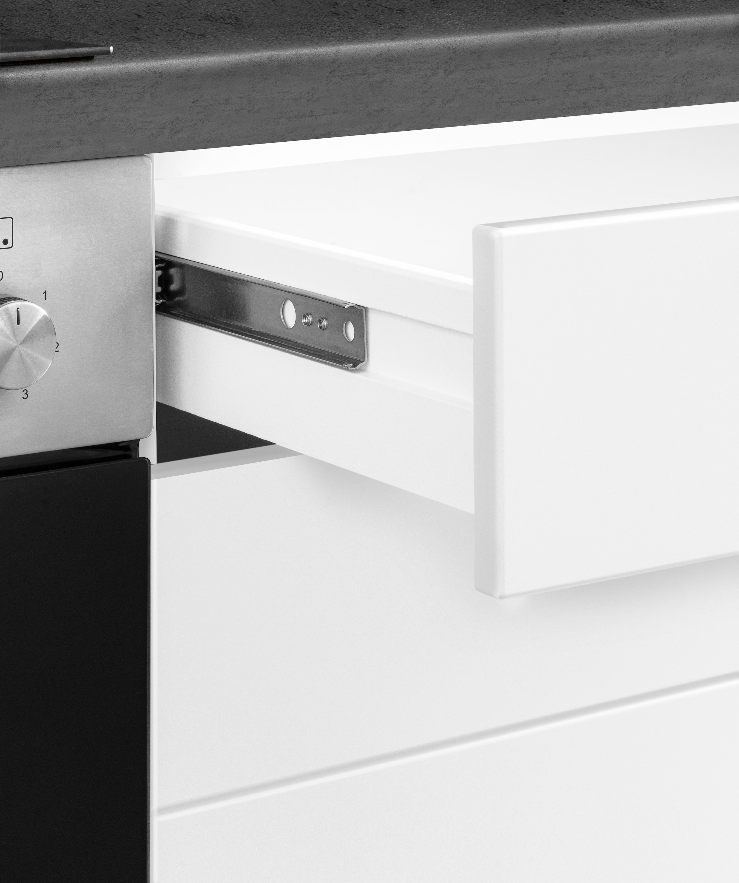 KOCHSTATION Küchenzeile »KS-Luhe«, 330 cm breit, wahlweise mit oder ohne E-Geräten, gefräste MDF-Fronten