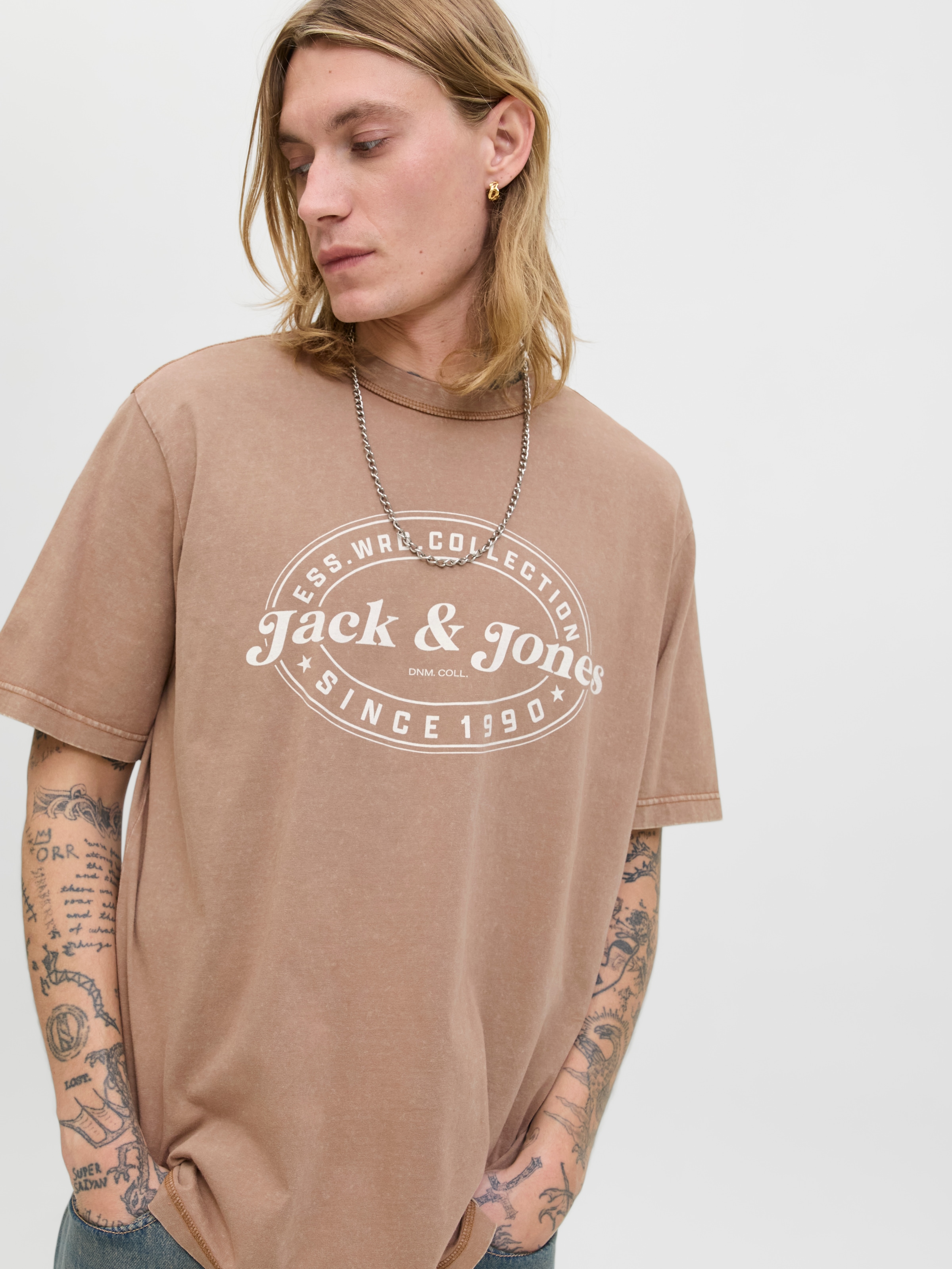 Jack & Jones Rundhalsshirt »JJEDOVER PRINT TEE SS CREW NECK«