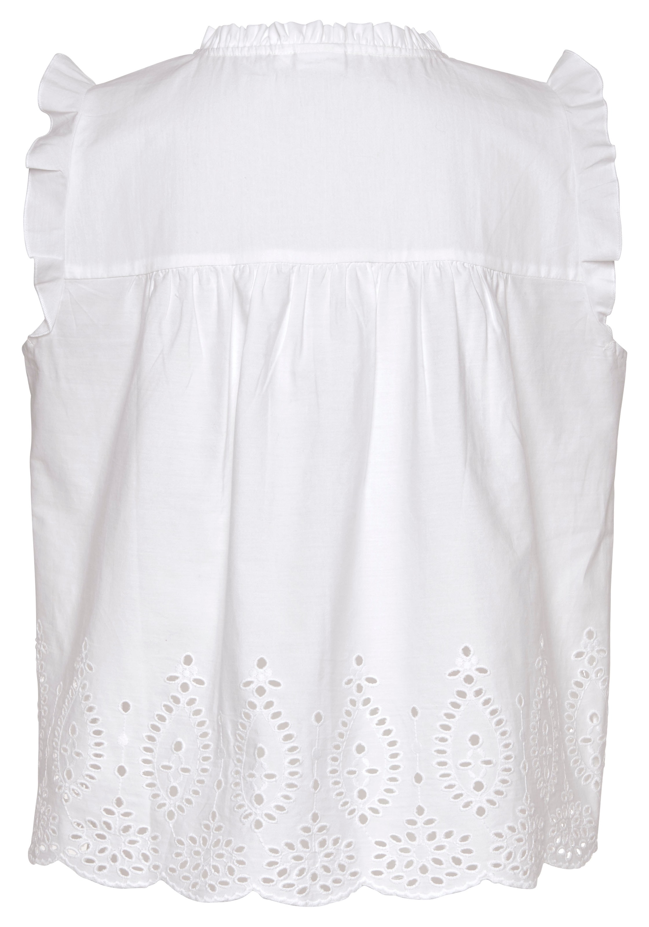Vivance Kurzarmbluse, mit Broderie Anglaise und V-Ausschnitt, Blusentop, sommerlich