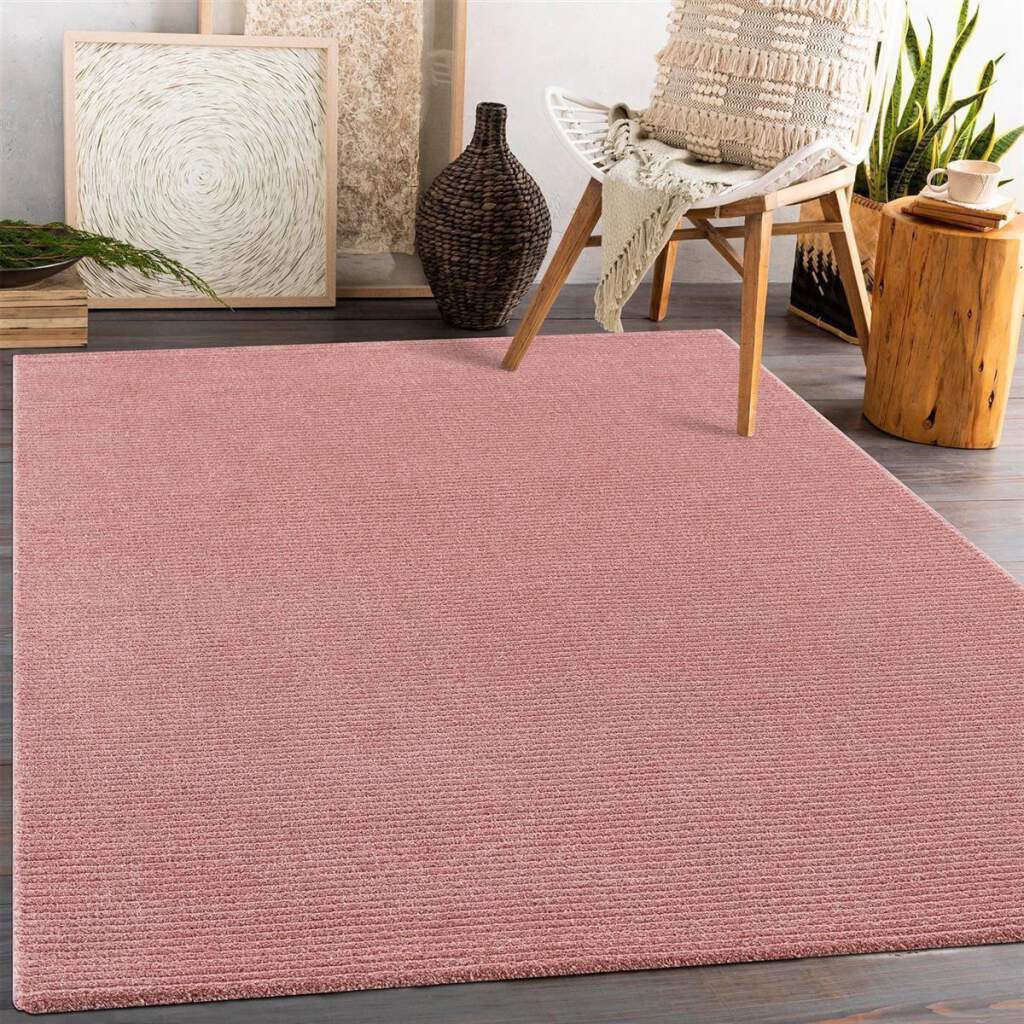 Carpet City Teppich »Friseé-Teppich FANCY900«, rechteckig, 12 mm Höhe, Läufer, Kurzflor, Einfarbig, 3D-Optik, Streifen Look, Wohnzimmer