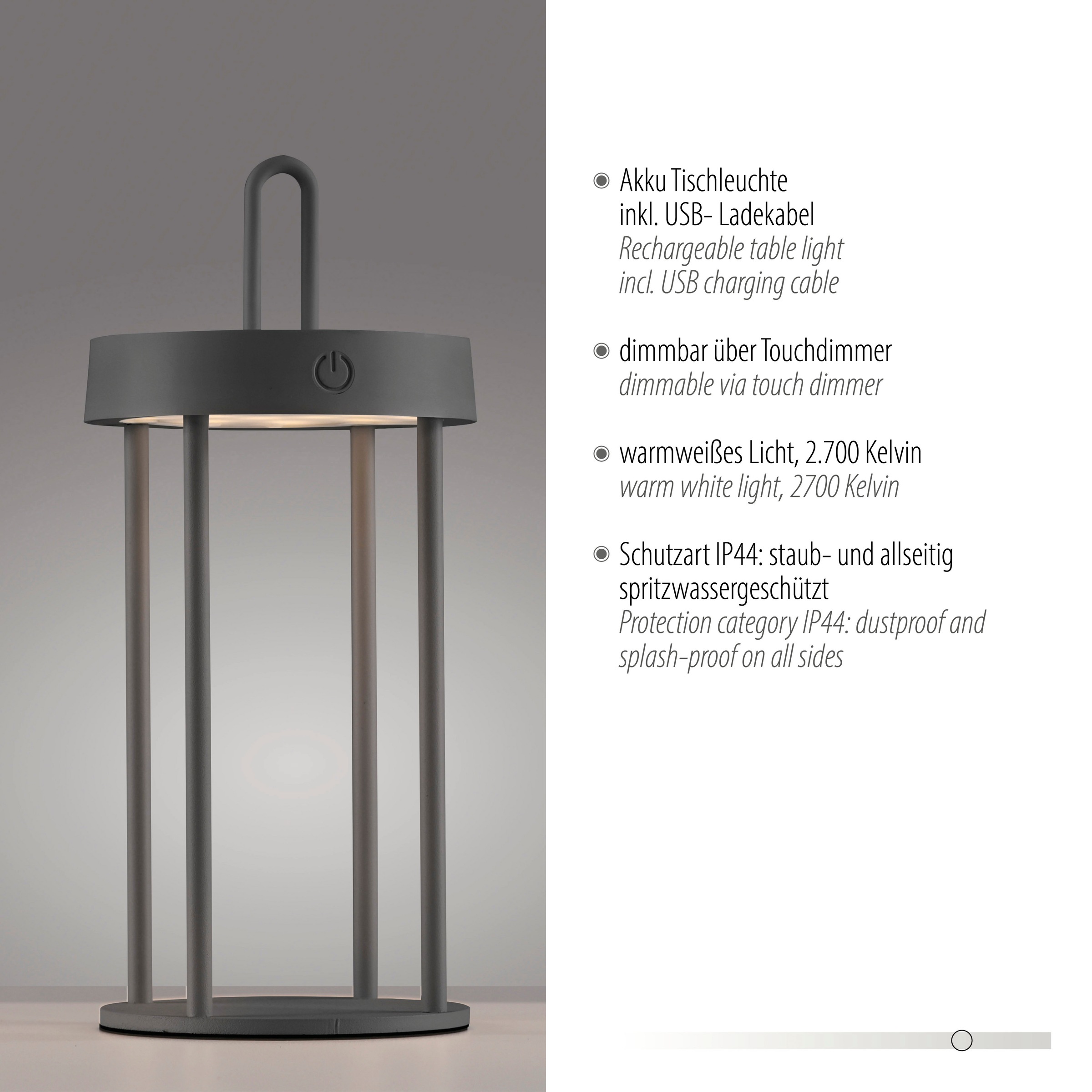 JUST LIGHT Tischleuchte »ANSELM«, 1 flammig, Leuchtmittel LED-Modul | LED fest integriert, Akkuleuchte