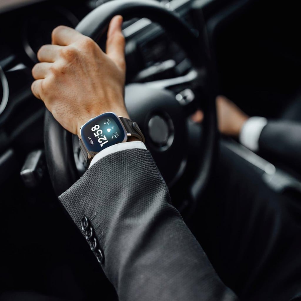 Hama Smartwatch-Armband »Ersatzarmband für Fitbit Versa 3, Sense, Leder und Silikon, 22mm, 21cm«