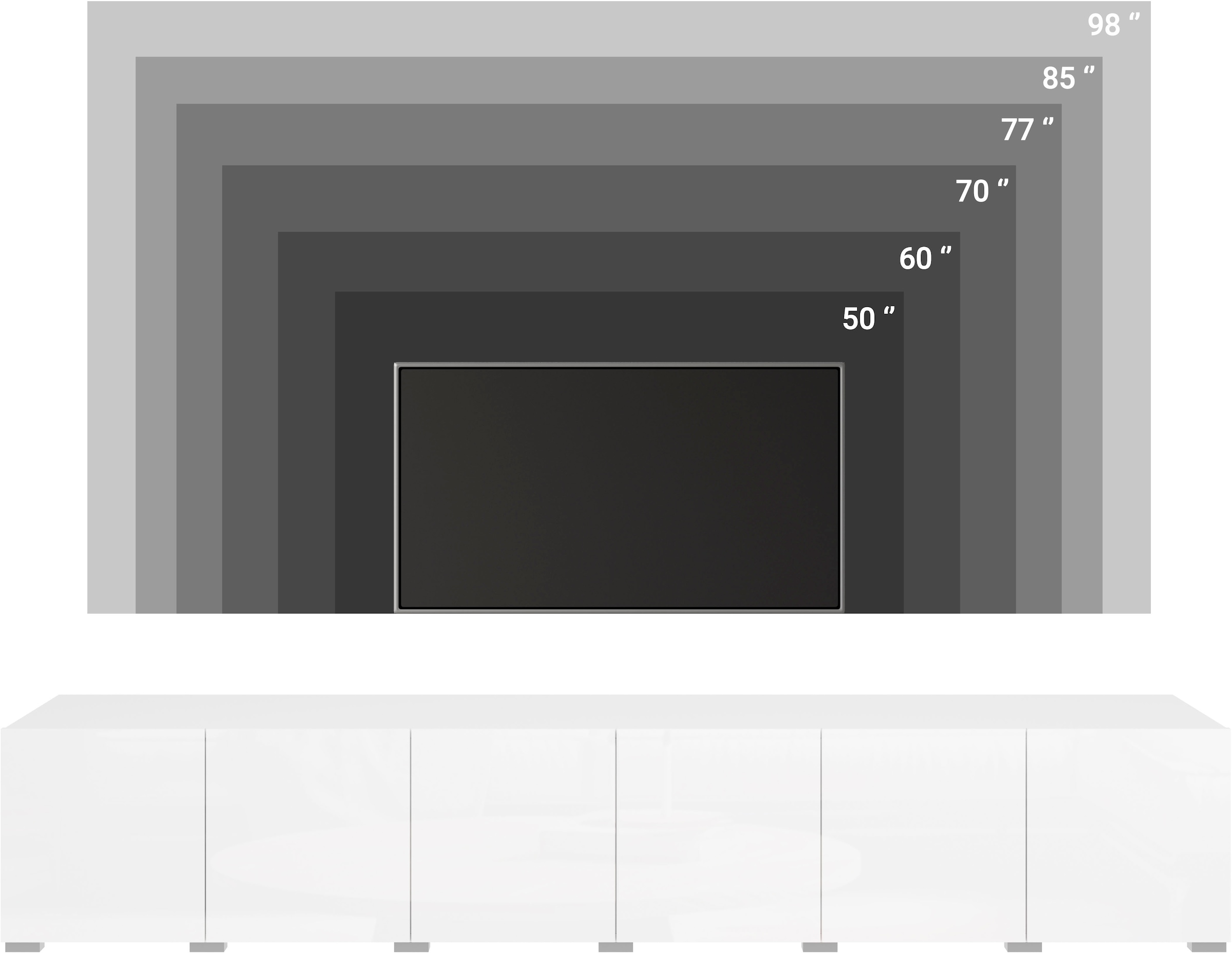 OTTO home Lowboard »Denver Erlebe die Weltmeisterschaft im XXL-Format« 1 Stk. tlg. Elegantes TV-Möbel 220 cm, speziell für bis zu 98-Zoll Fernseher