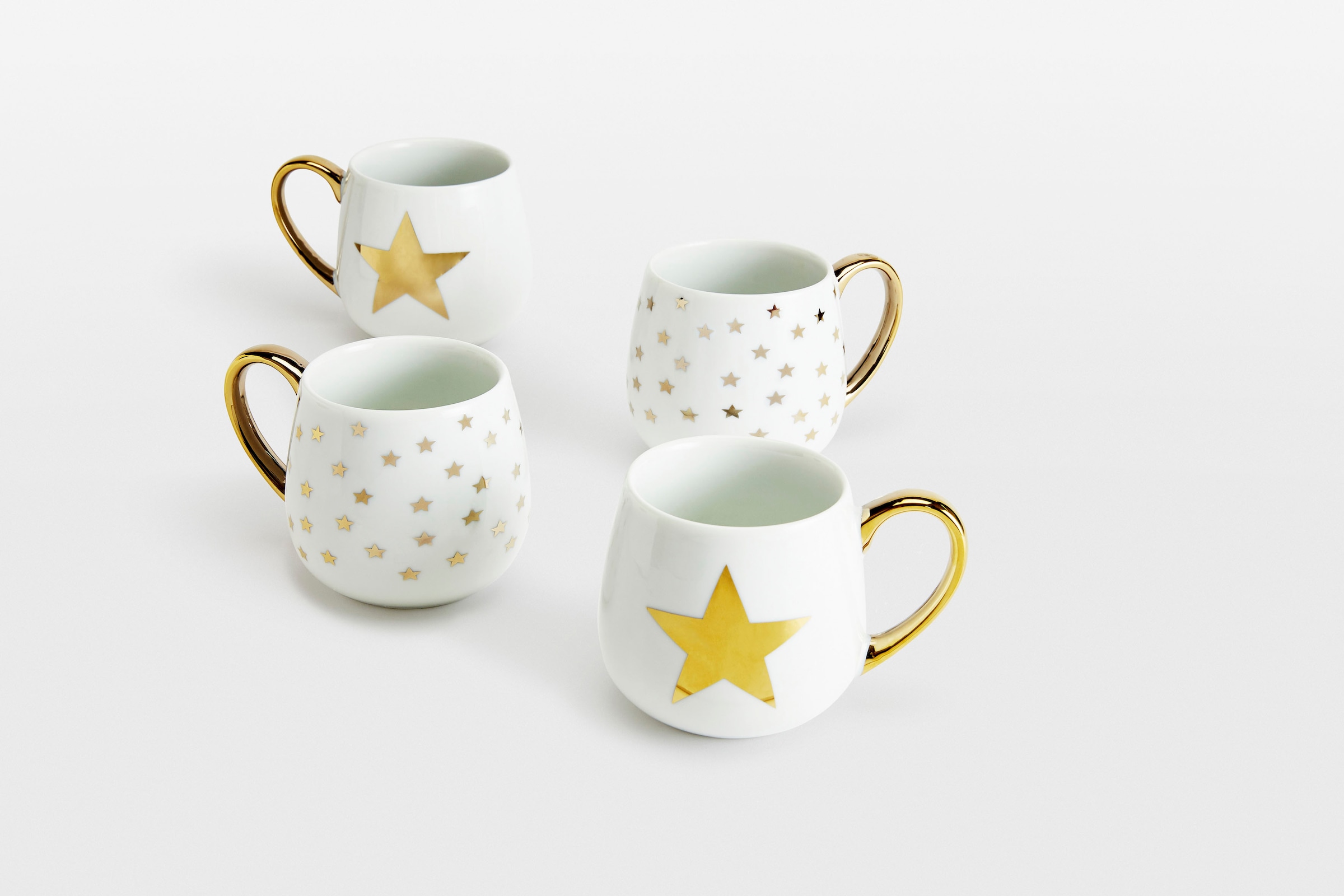 Becher »GOLD STAR«, (Set, 4 tlg., 4 Trink-/Henkelbecher ca. 370ml für Kaffee, Tee,...