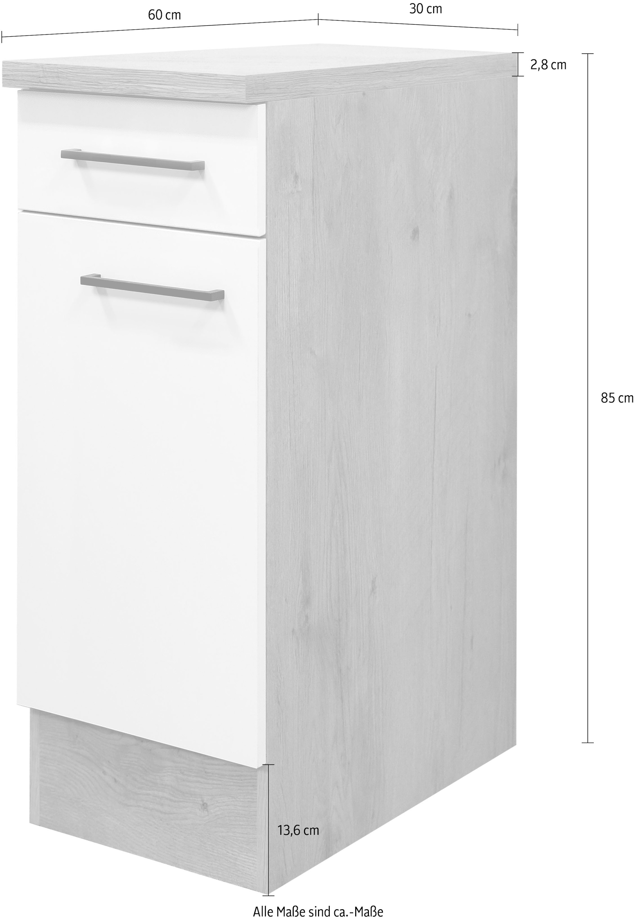 Flex-Well Unterschrank »Vintea«, (B x H x T) 30 x 85 x 60 cm, mit Metallgriffen