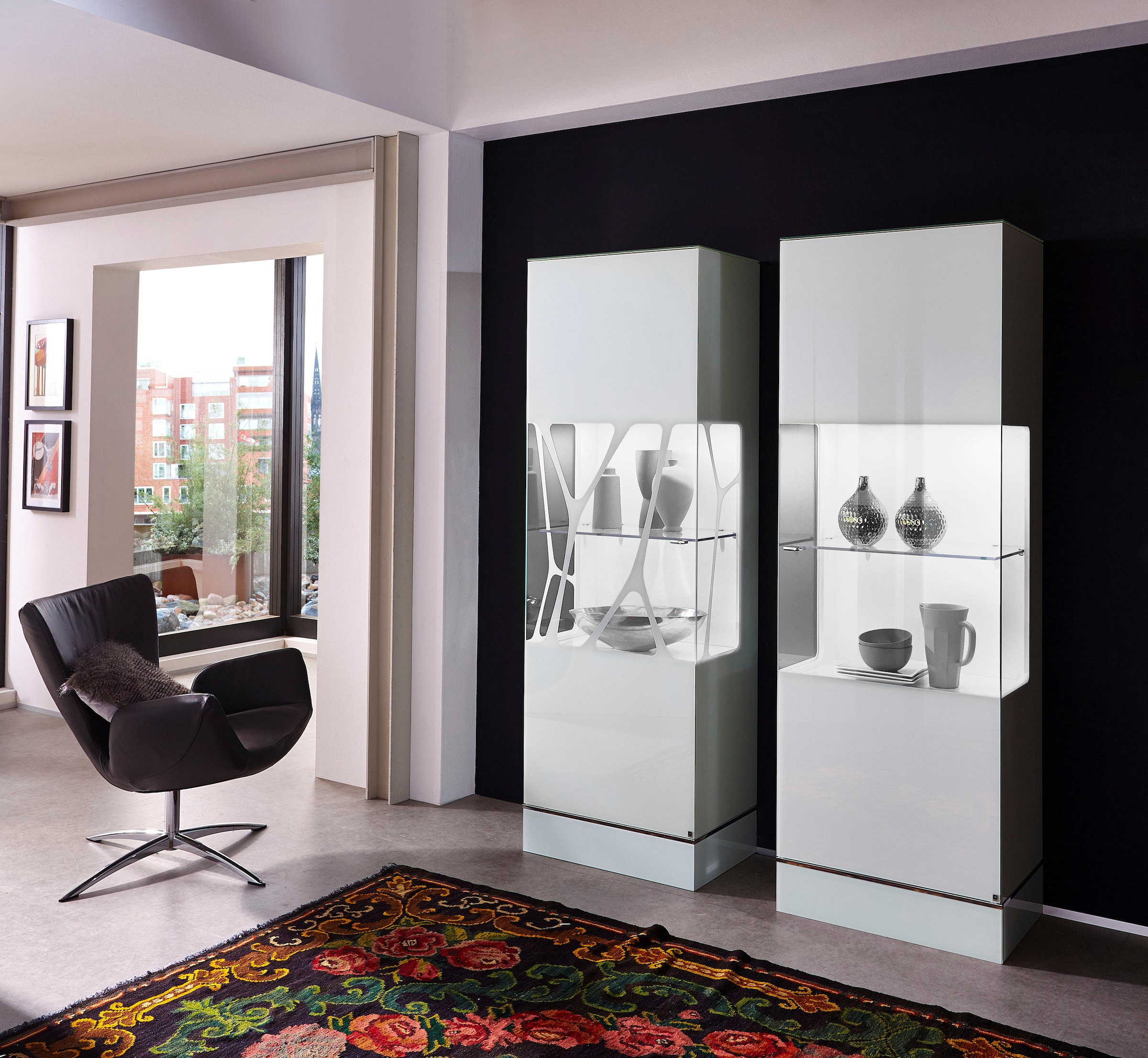 LEONARDO Glasvitrine »CUBE«, mit Genetics, wahlweise mit Beleuchtung, Höhe 192 cm