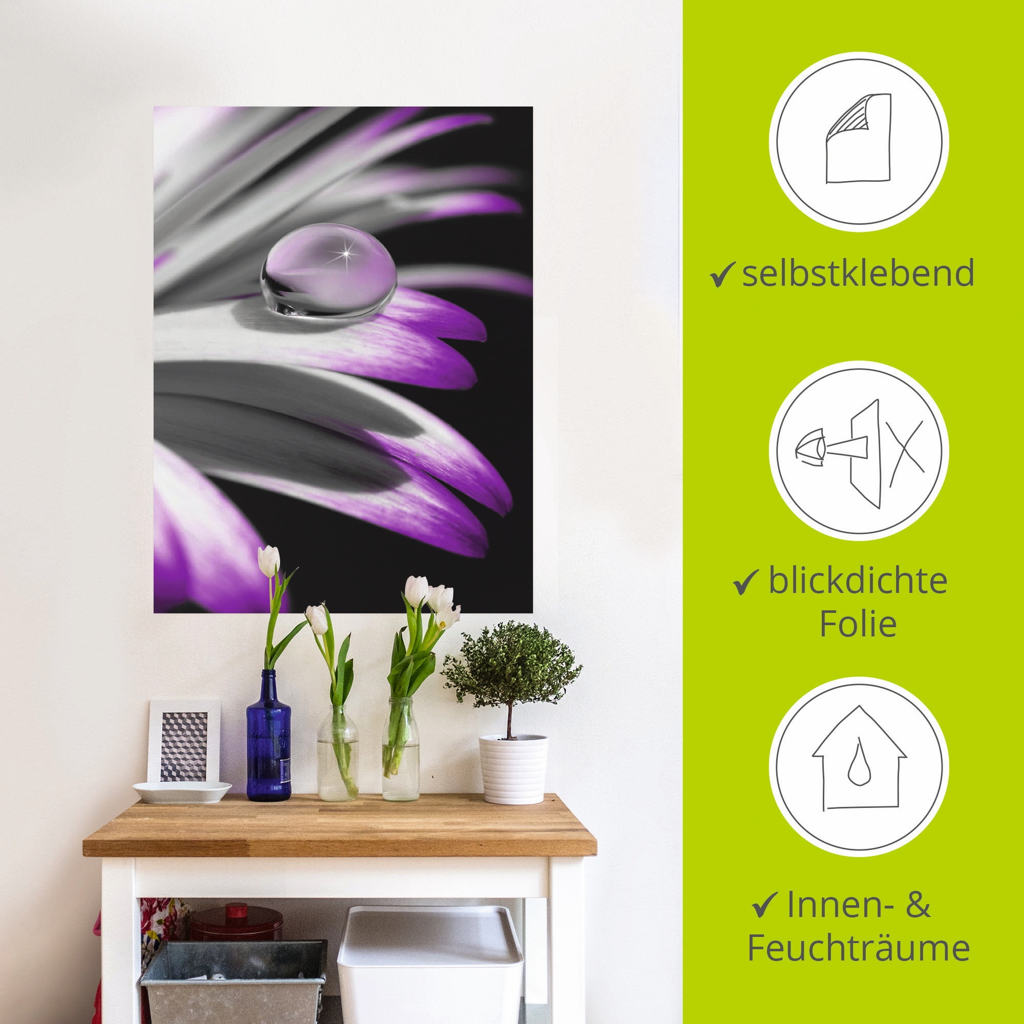 Artland Wandbild »Tropfen«, Blumen, (1 St.), als Leinwandbild, Poster, Wandaufkleber in verschied. Größen