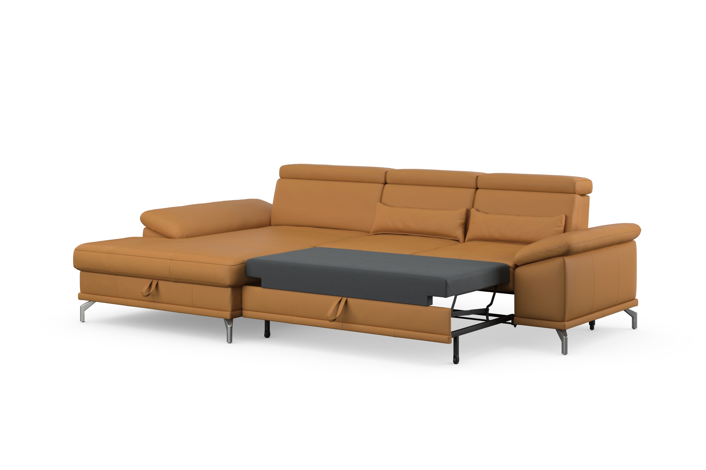 sit&more Ecksofa »Cabrio L-Form, mit Sitztiefenverstellung, Arm- und Kopfteilverstellung«, 2 Nierenkissen, Federkern, optional Bettfunktion und Stauraum