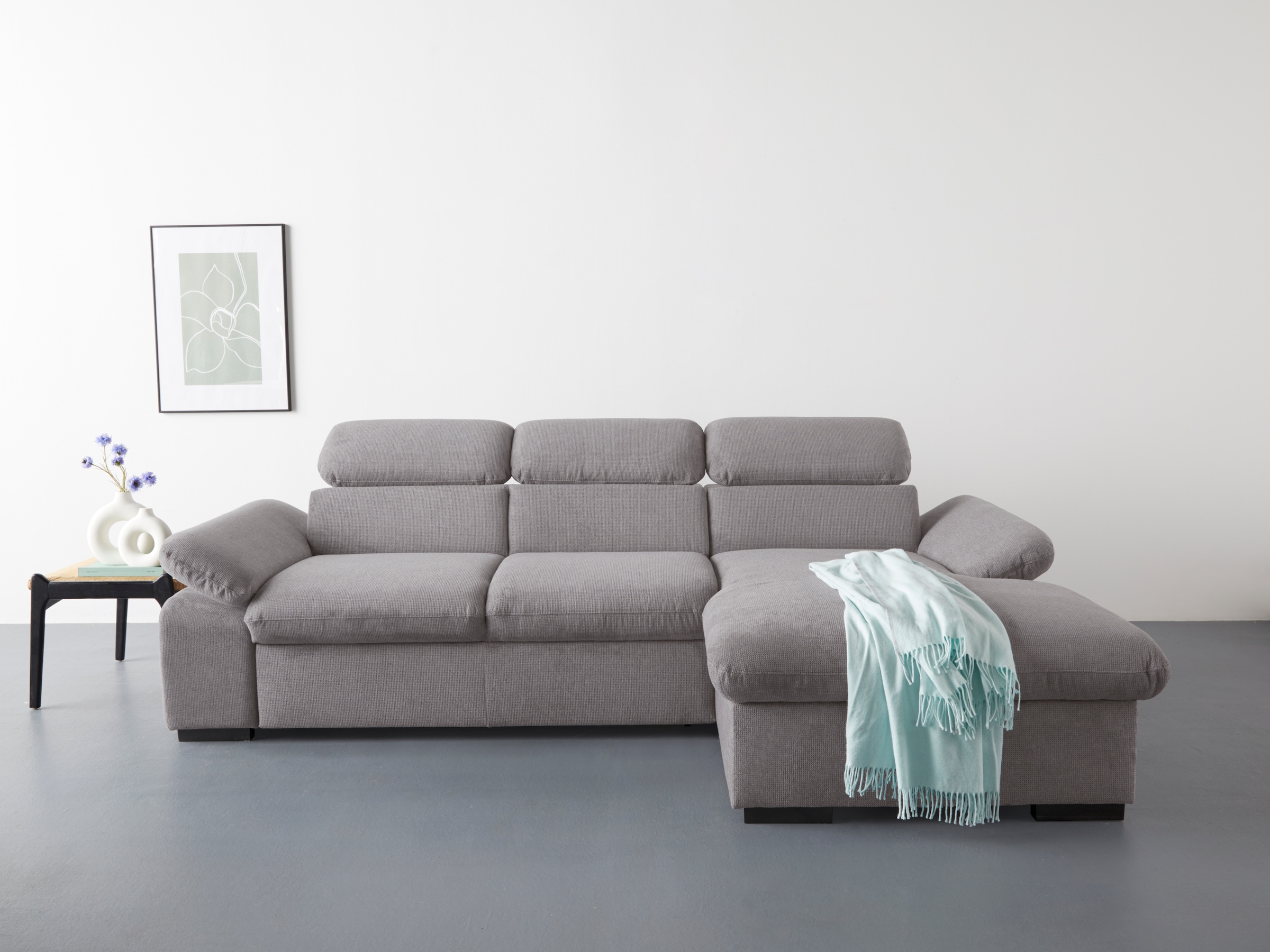 COTTA Ecksofa »Lola L-Form mit Kopfteilfunktion & Hocker« wahlweise mit Bet günstig online kaufen