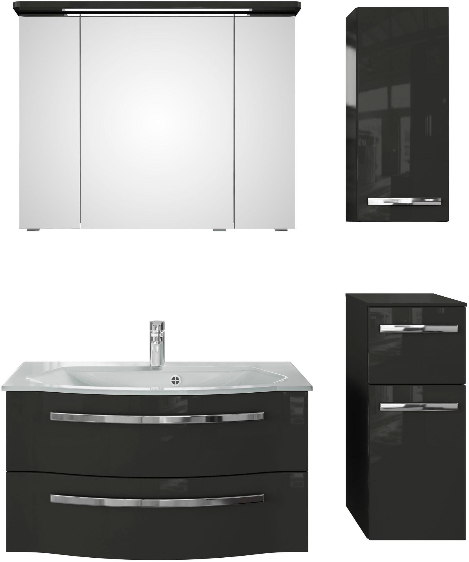 Saphir Badmöbel-Set »Serie 4005, vormontiert, Glaswaschbecken, Spiegelschra günstig online kaufen