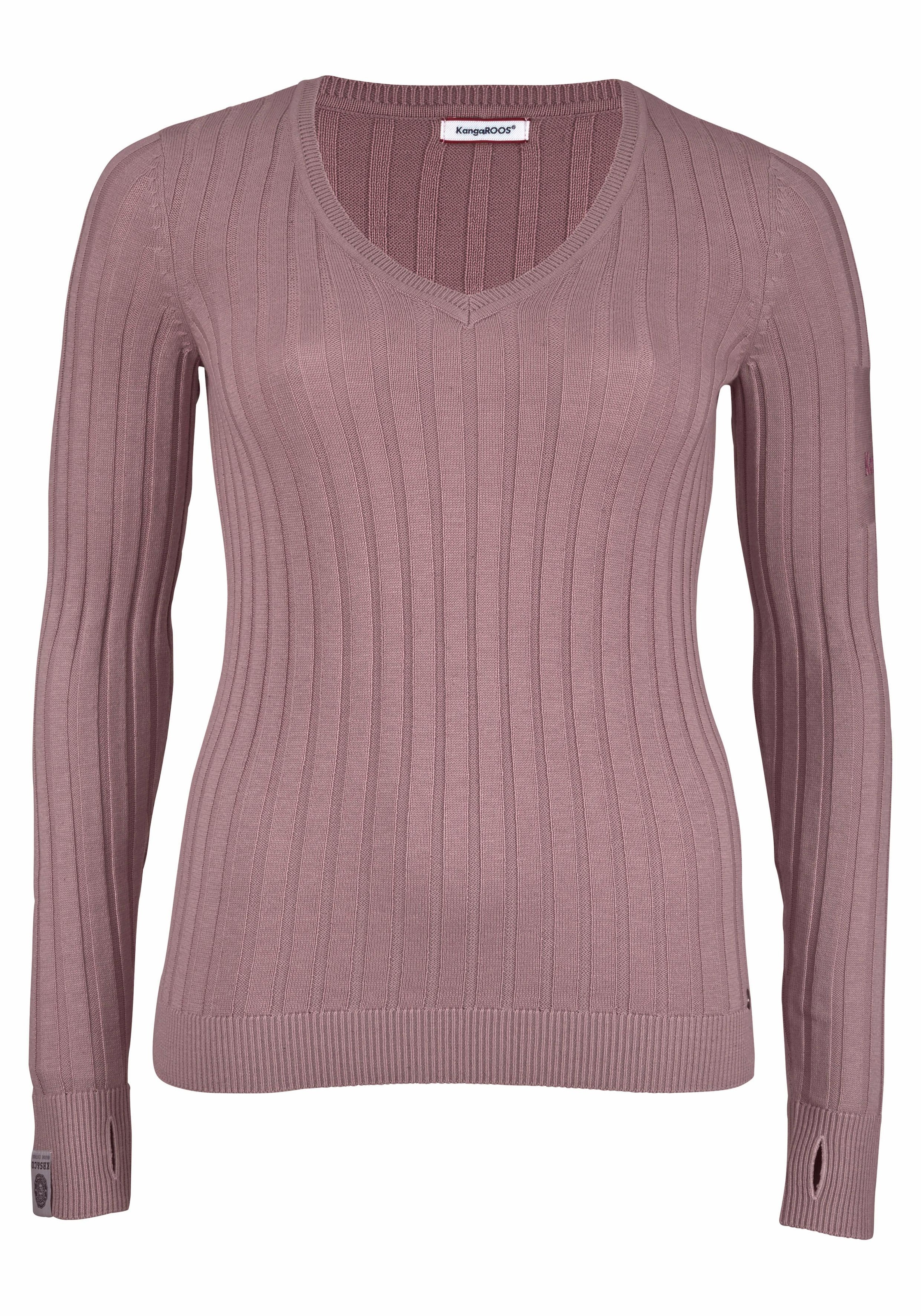 KangaROOS V-Ausschnitt-Pullover, in breit geripptem Feinstrick