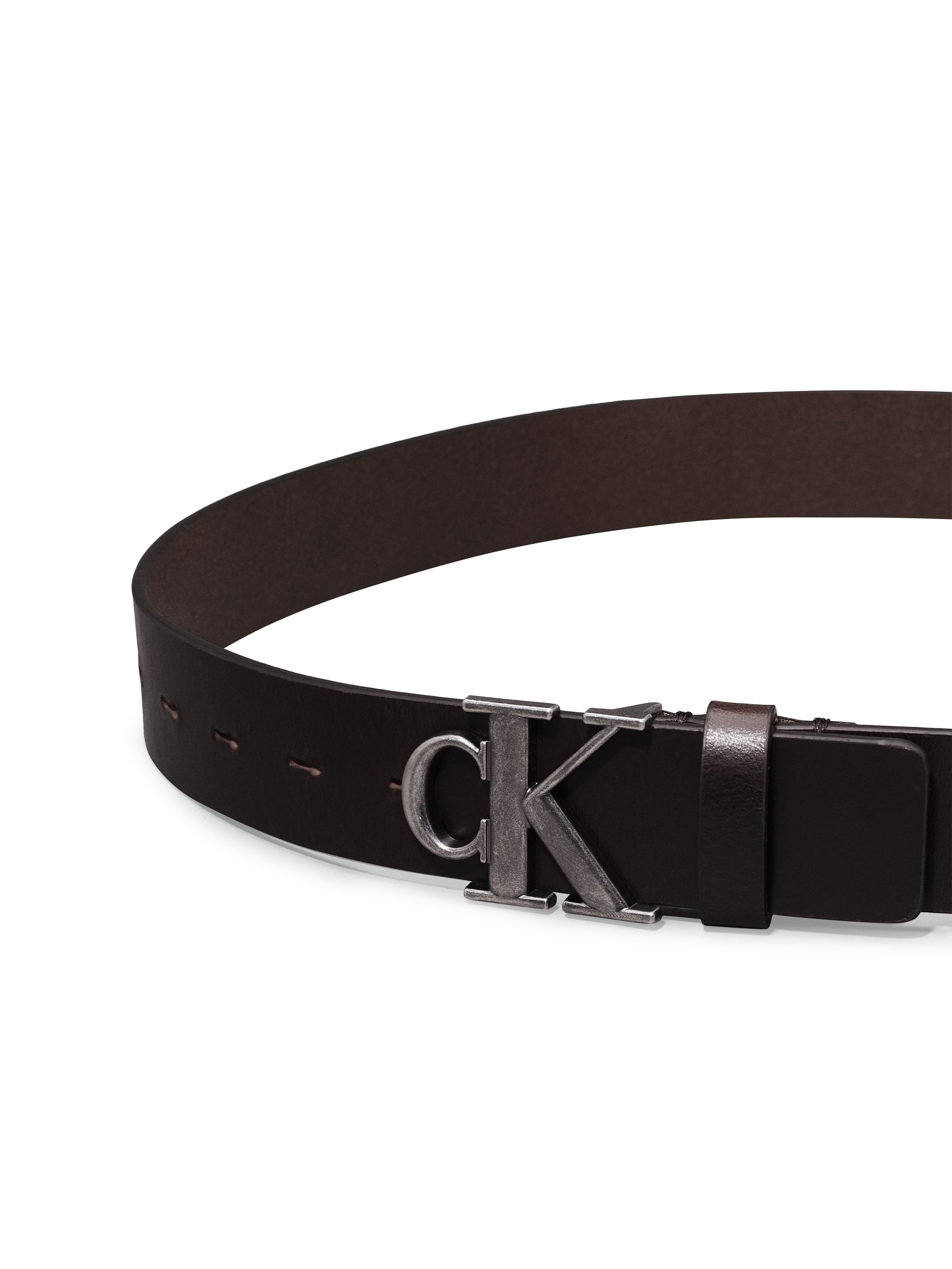 Calvin Klein Jeans Ledergürtel »ROUND MONO PLAQUE LTHR BELT 35MM«, mit CK-Logoschließe